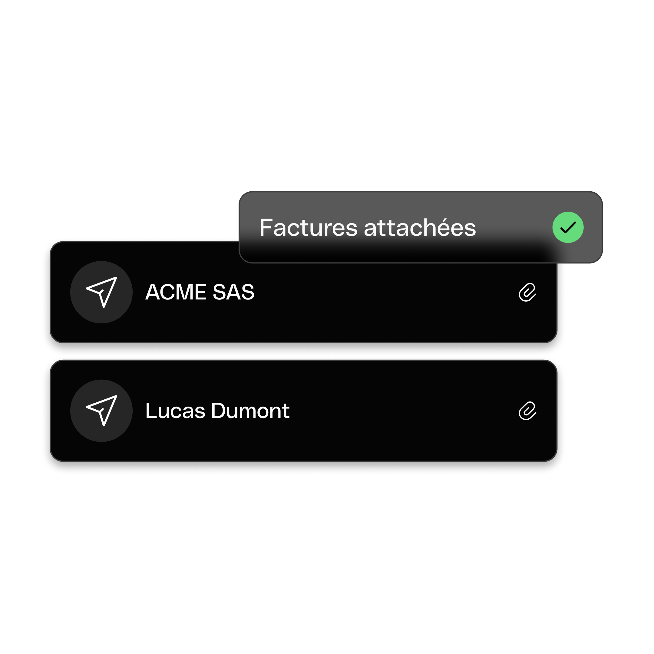 Interface utilisateur Web - Sujet principal - Mise en avant - Bento - Cartes de titre - Factures correspondantes - Mode sombre - WbRvmp