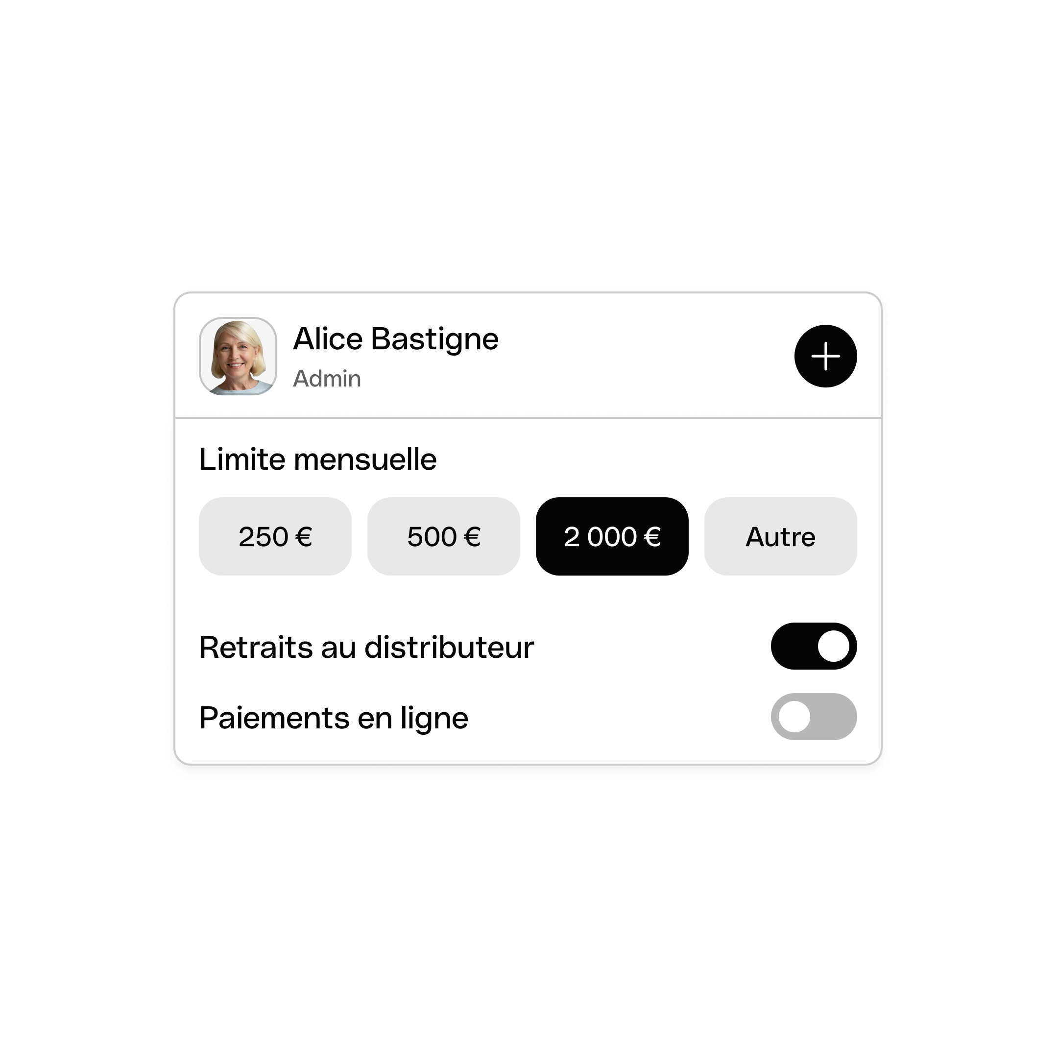 Carte de limites de dépenses