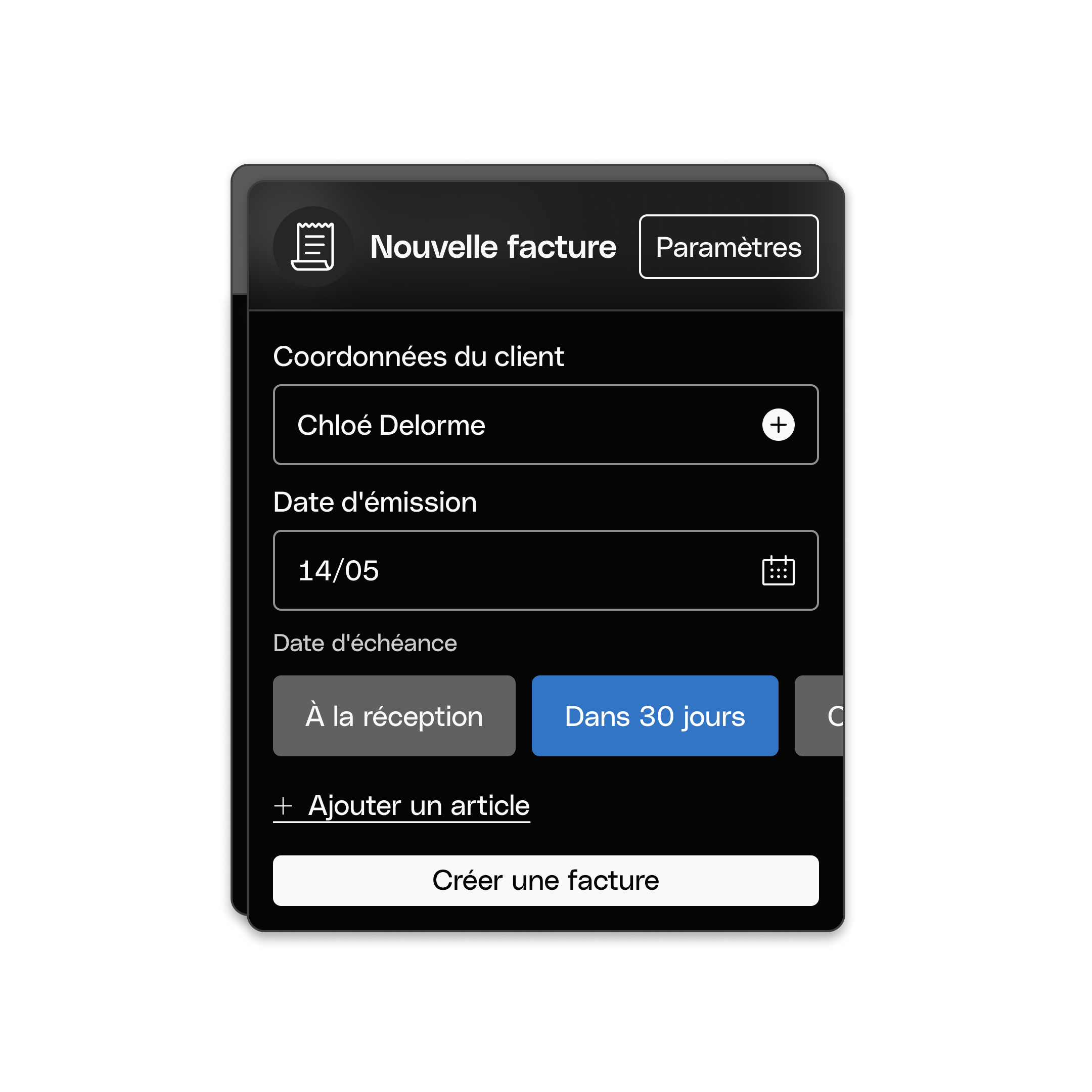 Interface utilisateur Web, sujet principal, mise en avant, Bento, titres, cartes, nouvelle facture, mode sombre, WbRvmp