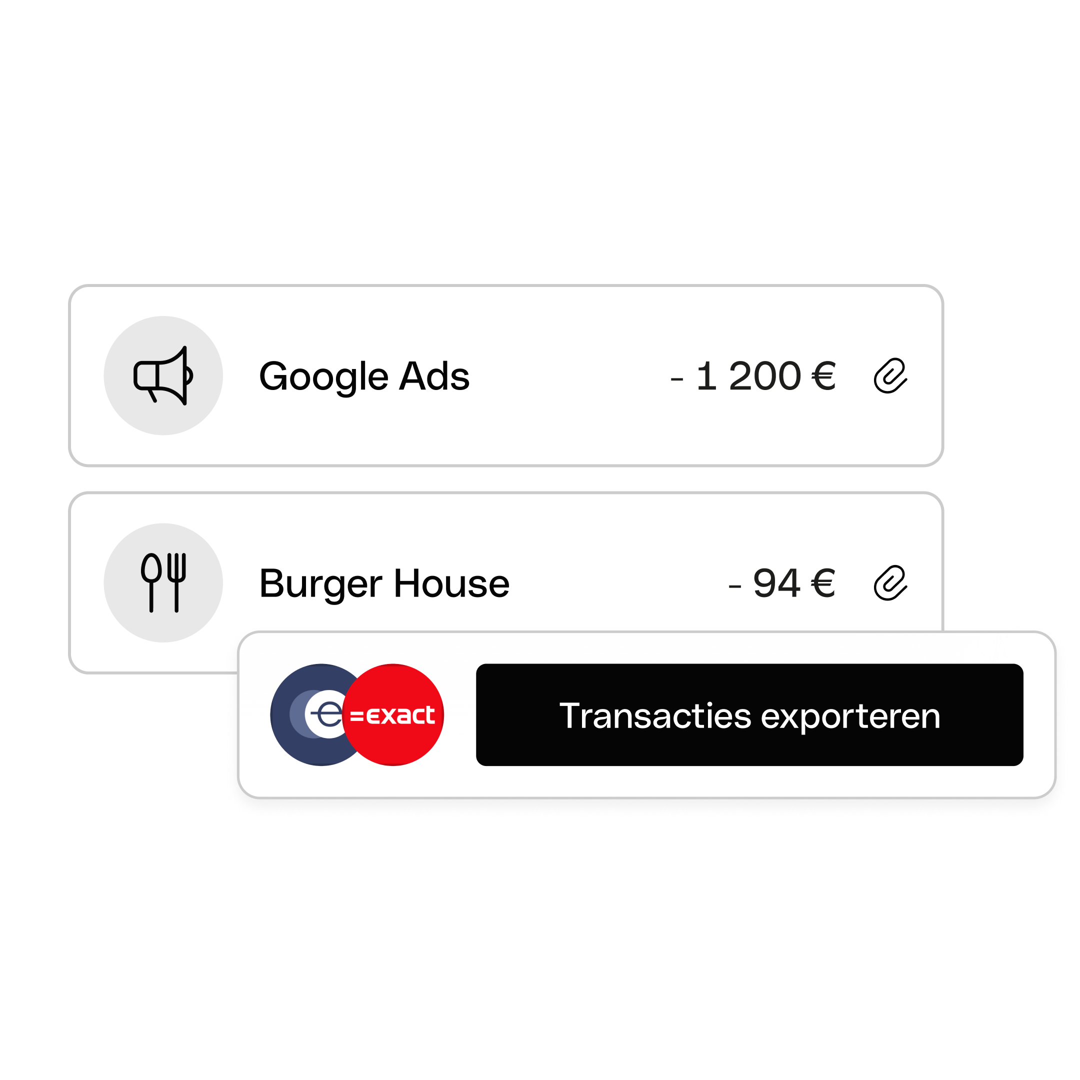 WEB NL NLBE UI  Hero TopicHighlight Bento Headline Cards Export Transactions Integrations Exact Eboekhouden WbRvmp