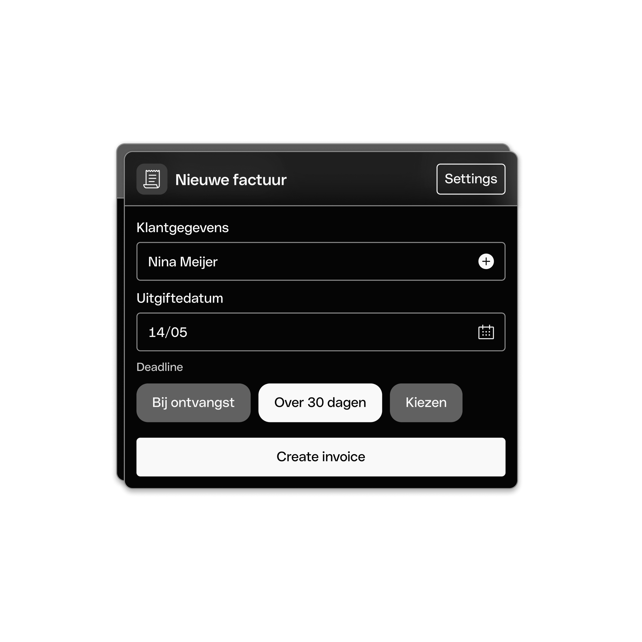 New Invoice Creation DarkMode