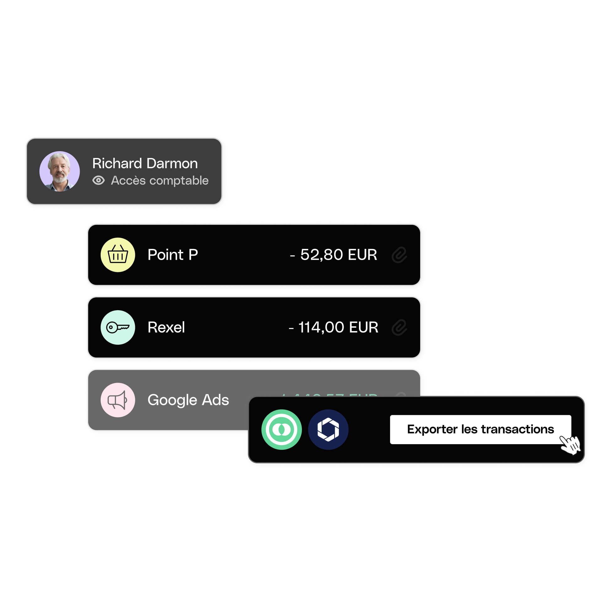 Interface utilisateur Web Cartes Bento Titre Comptable collaboration