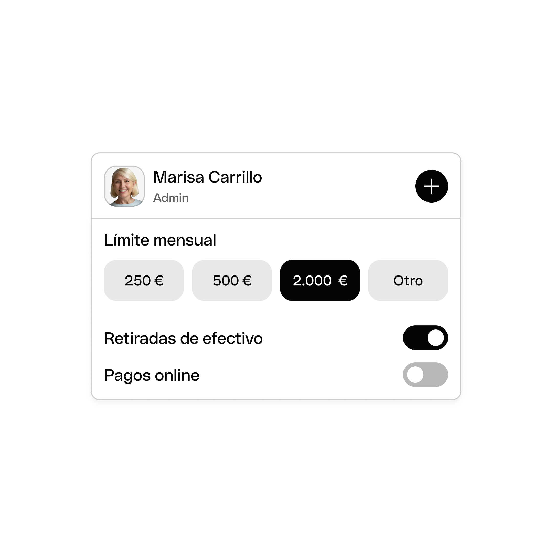 Tarjeta con límites de gasto