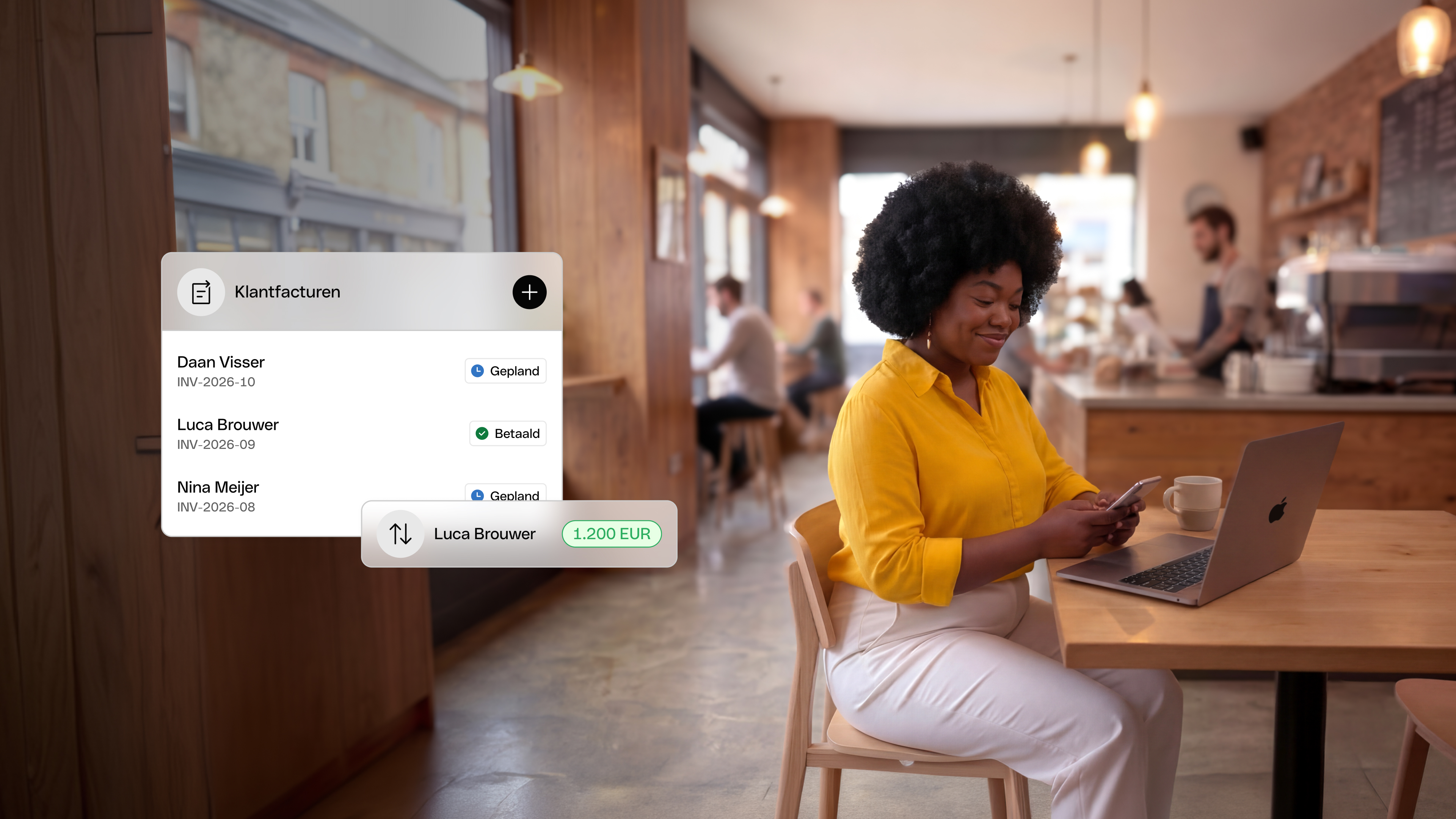 Invoice Matching Woman Freelancer Coffeeshop
