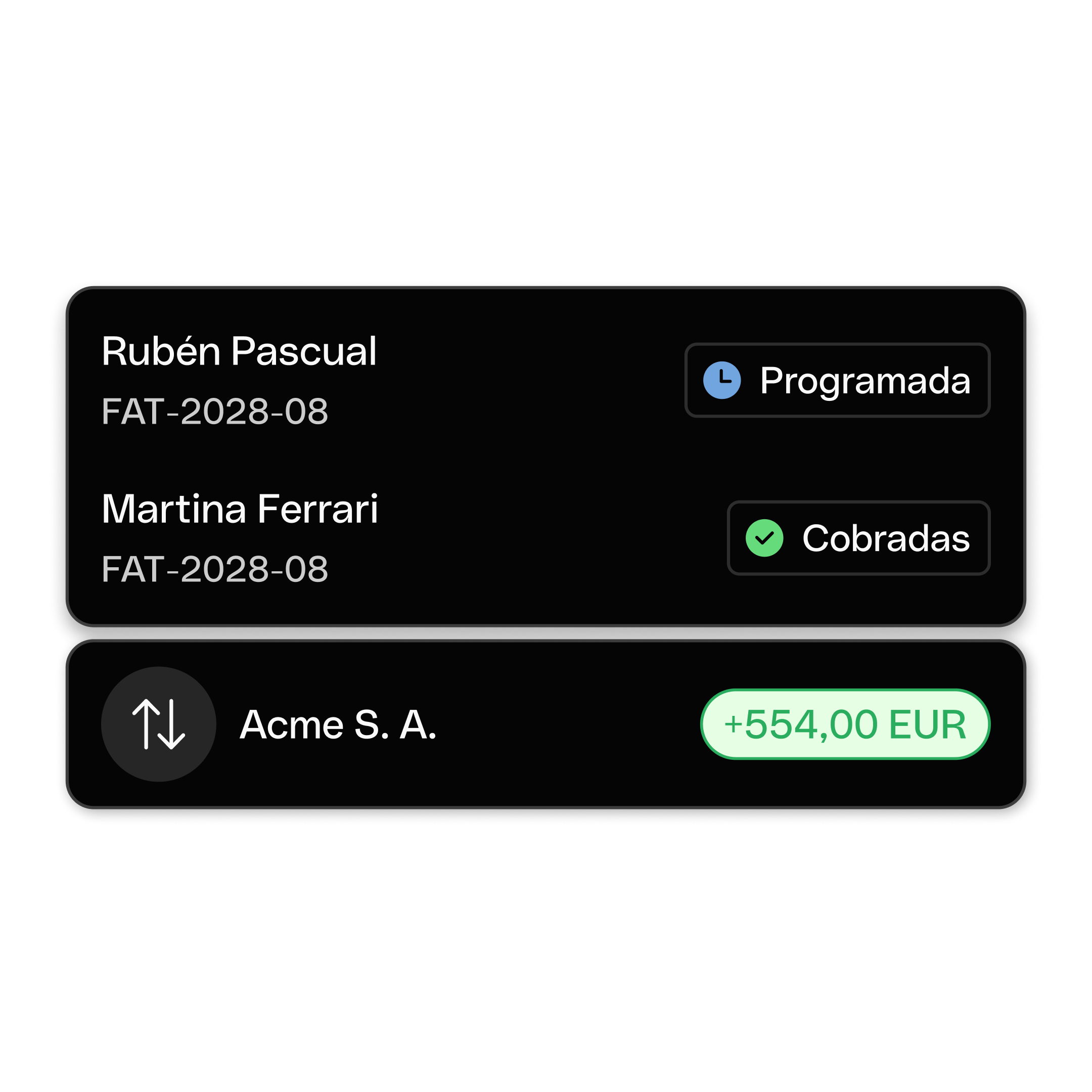 Interfaz web Tema destacado Bento Tarjetas de encabezado Facturación Transferencia Modo oscuro WbRvmp