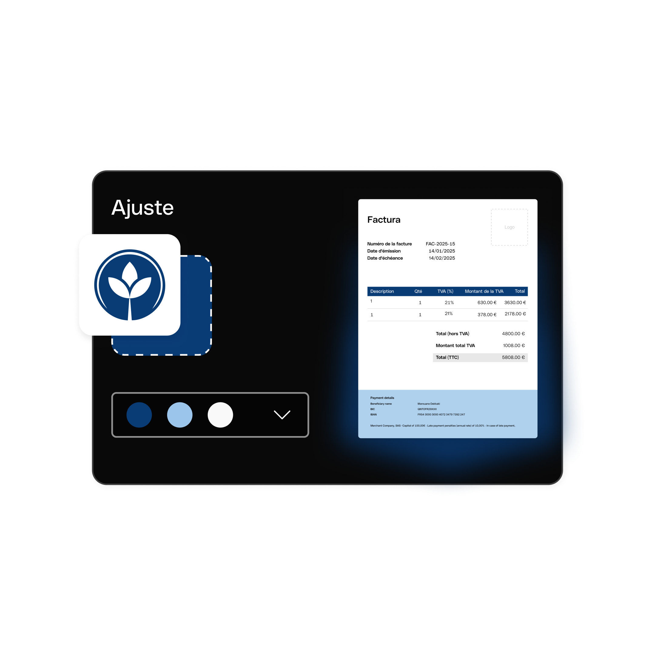 Interfaz de usuario web Tema destacado Bento Tarjetas de encabezado Personalización de facturas Oscuro WbRvmp