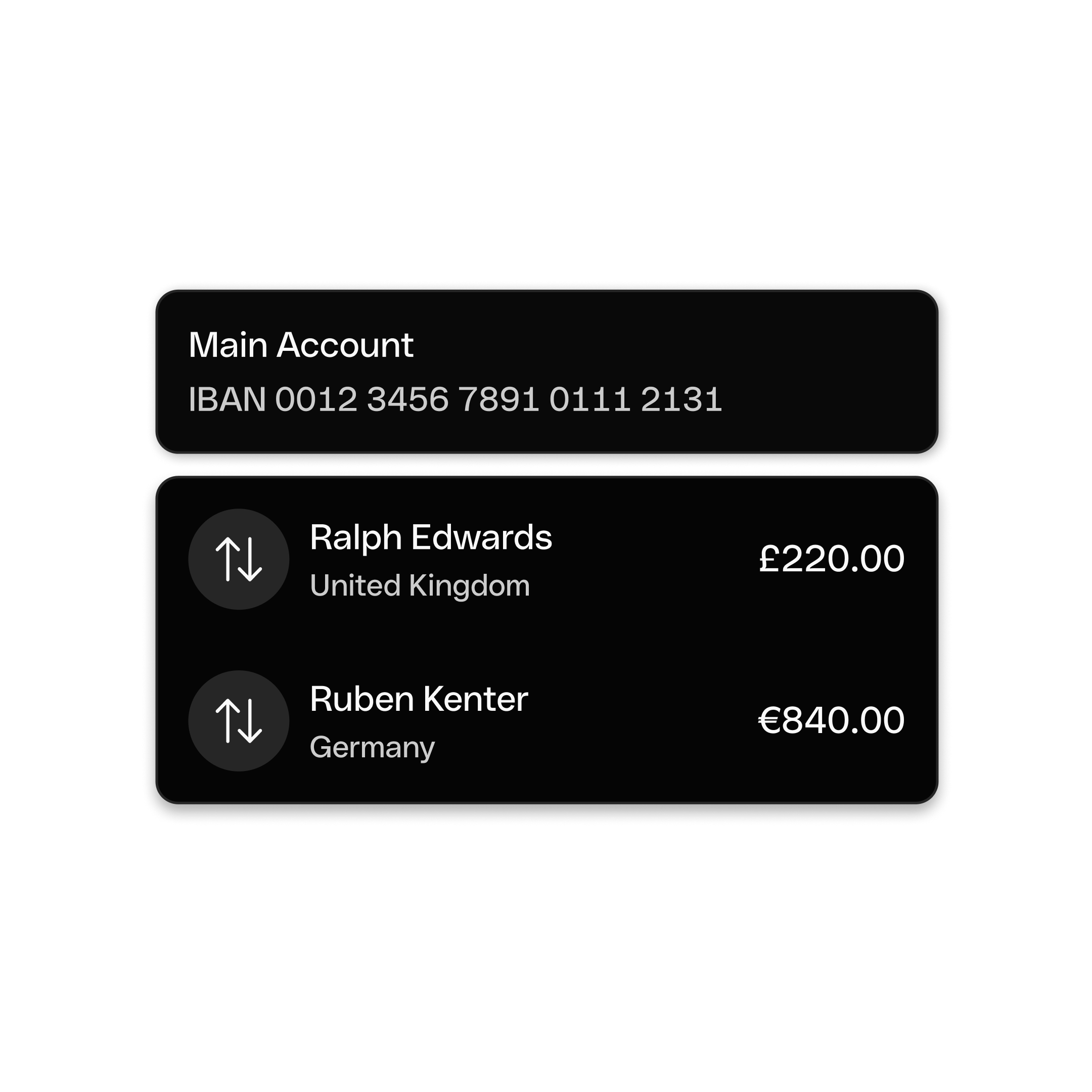 WEB UI Hero TopicHighlight Bento Headline Cards IBAN Transfers Payments Homepage DarkMode WbRvmp