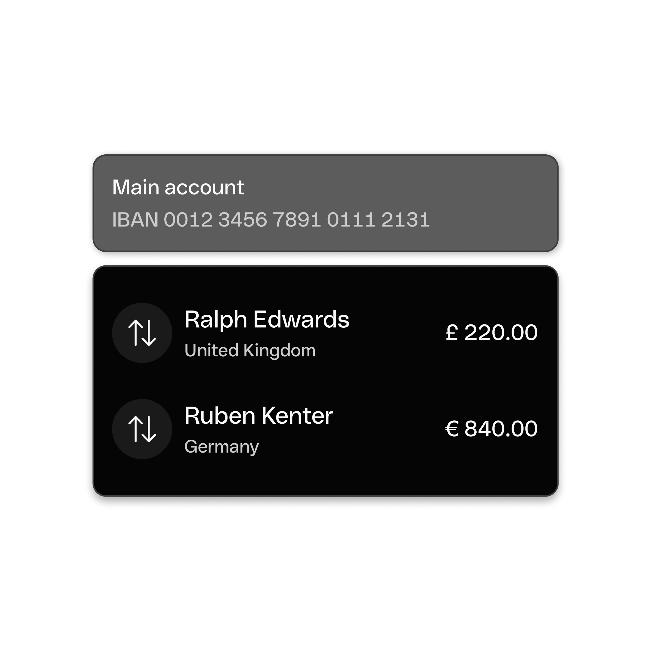 WEB UI Hero TopicHighlight Bento Headline Cards IBAN Transfers Payments Homepage DarkMode WbRvmp