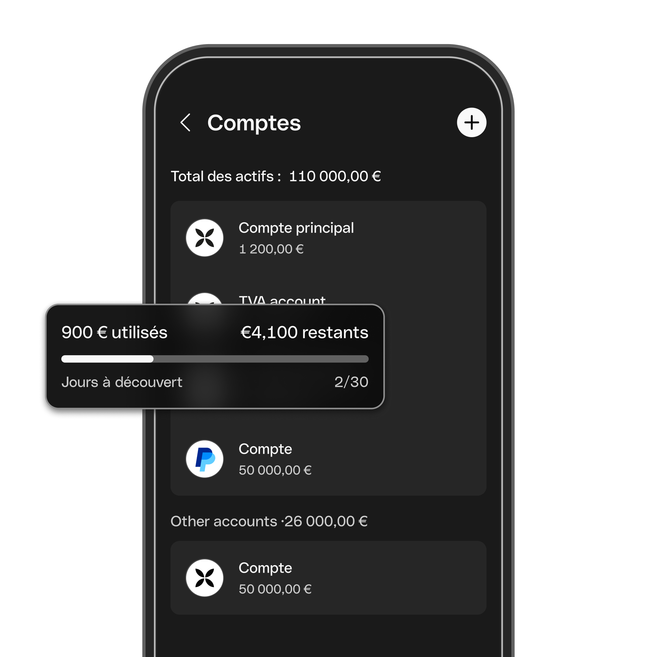 Interface utilisateur Web, sujet principal, mise en avant, Bento, titres, cartes, découvert, comptes mobiles, mode sombre, WbRvmp