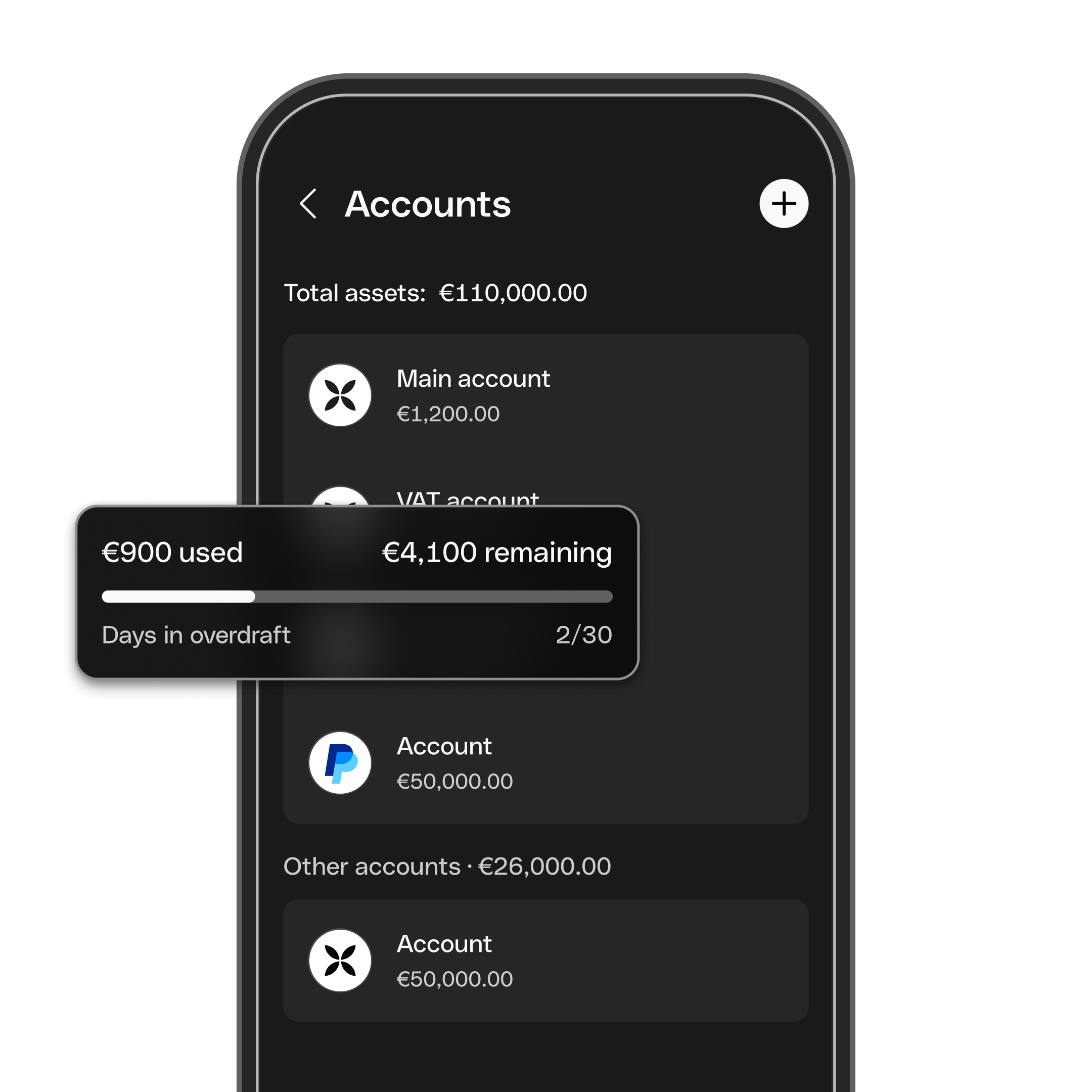 WEB  UI  Hero TopicHighlight Bento Headline Cards Overdraft Mobile Accounts DarkMode WbRvmp