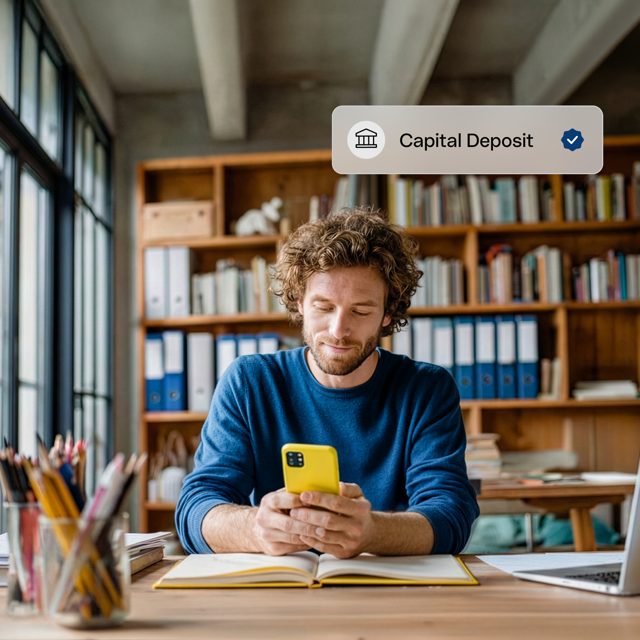 WEB UIPhoto Hero TopicHighlight Man Desk Phone Capital Deposit WbRvmp