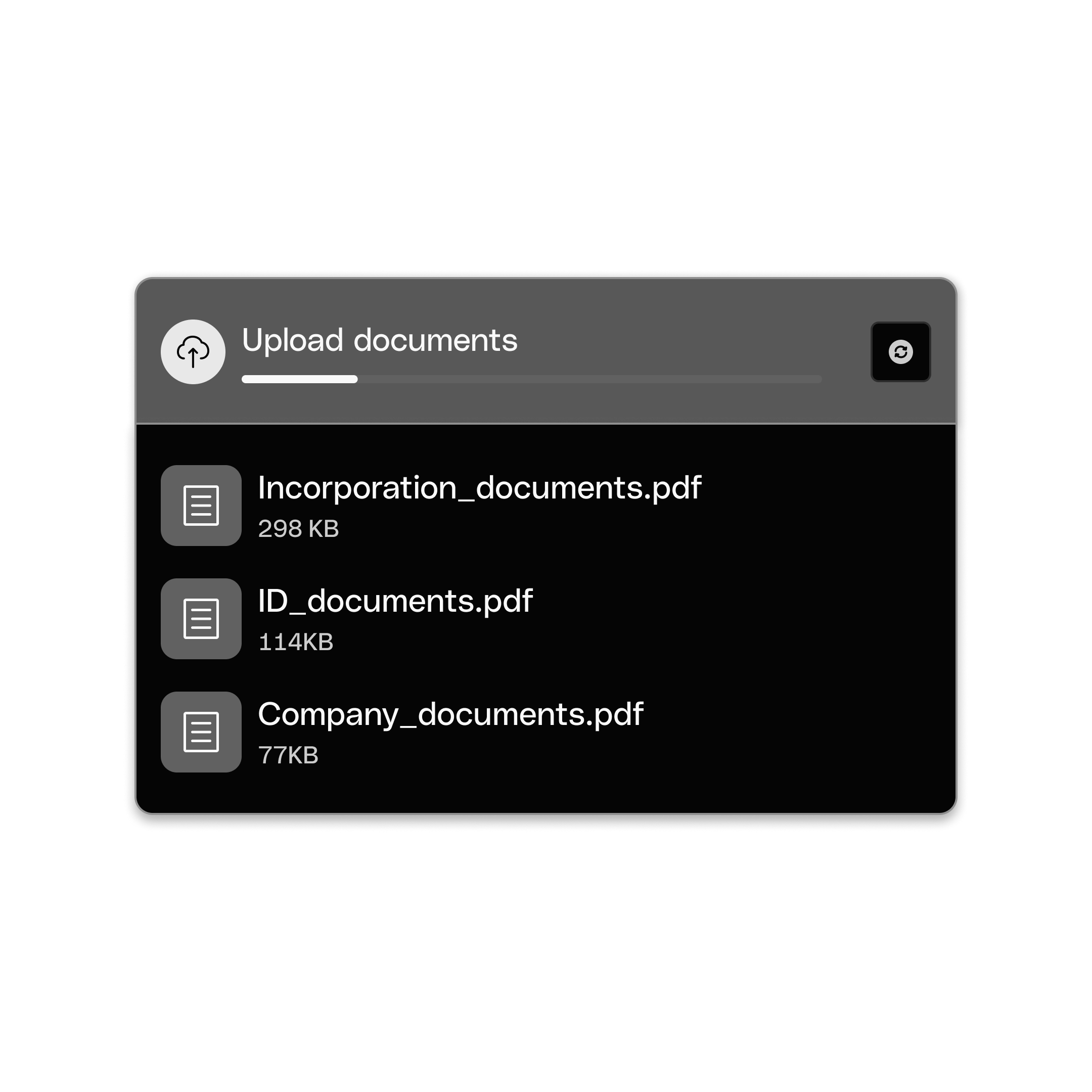WEB  UI  Hero TopicHighlight Bento Headline Cards Company Creation Document Upload DarkMode WbRvmp