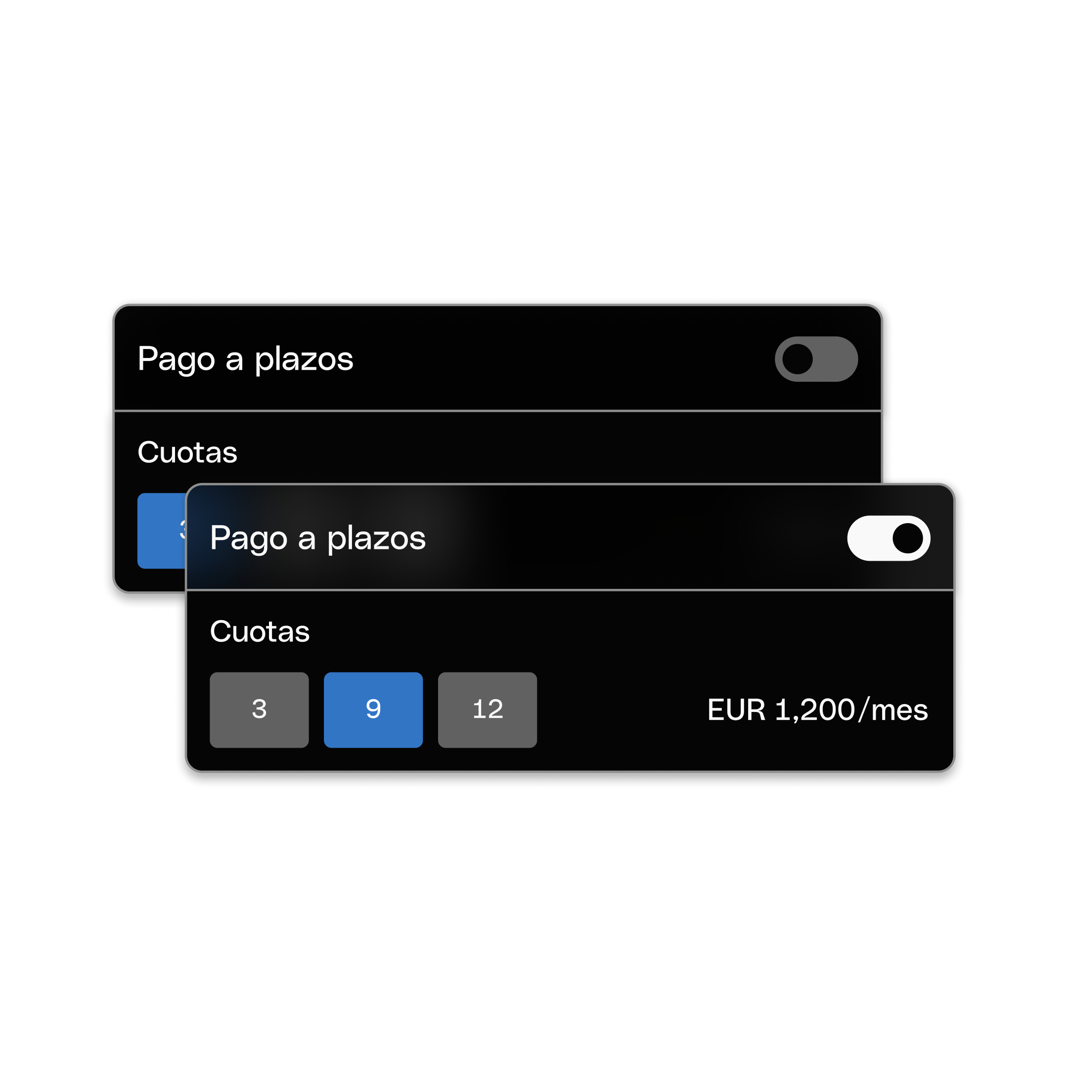 Interfaz web Hero Tema destacado Bento Tarjetas de titular Pagar más tarde Modo oscuro simple