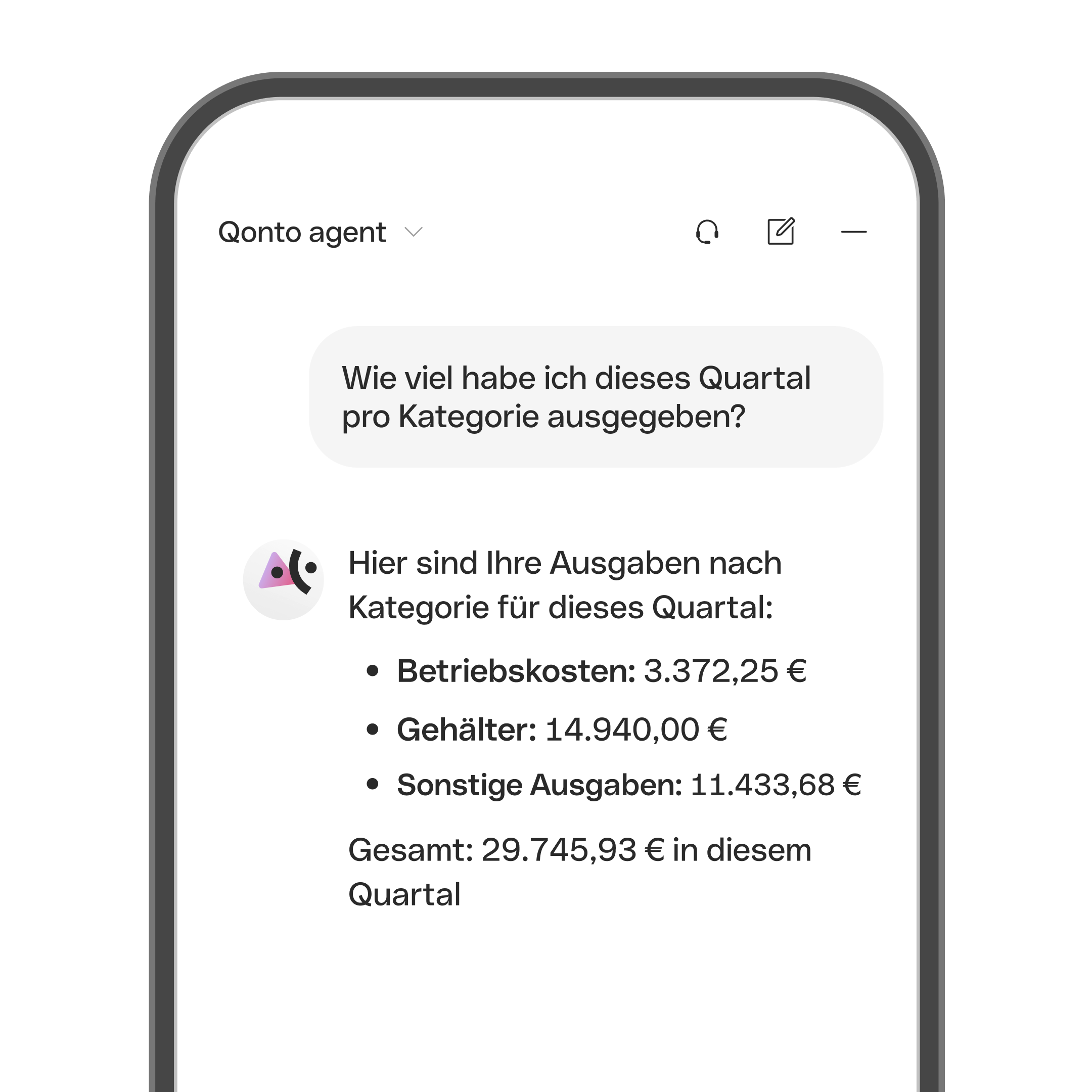 WEB-UI-Karten Bento-Überschrift Qonto IA-Agent