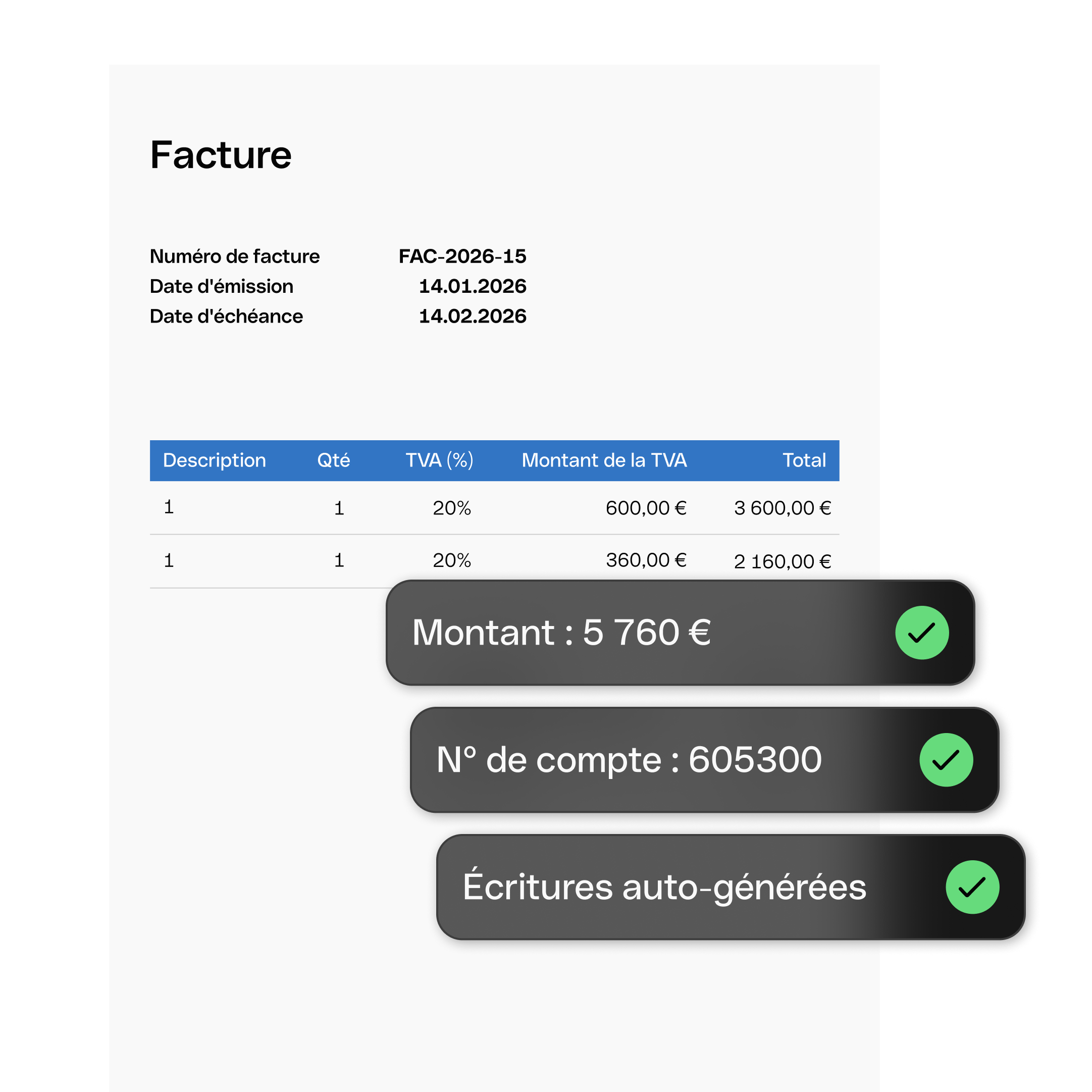 Interface utilisateur Web - Sujet principal - Mise en avant - Bento - Titre - Cartes - Facturation - Numérisation - Mode sombre