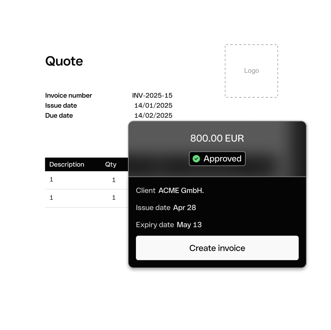 Quote Aproved Create Invoice DarkMode