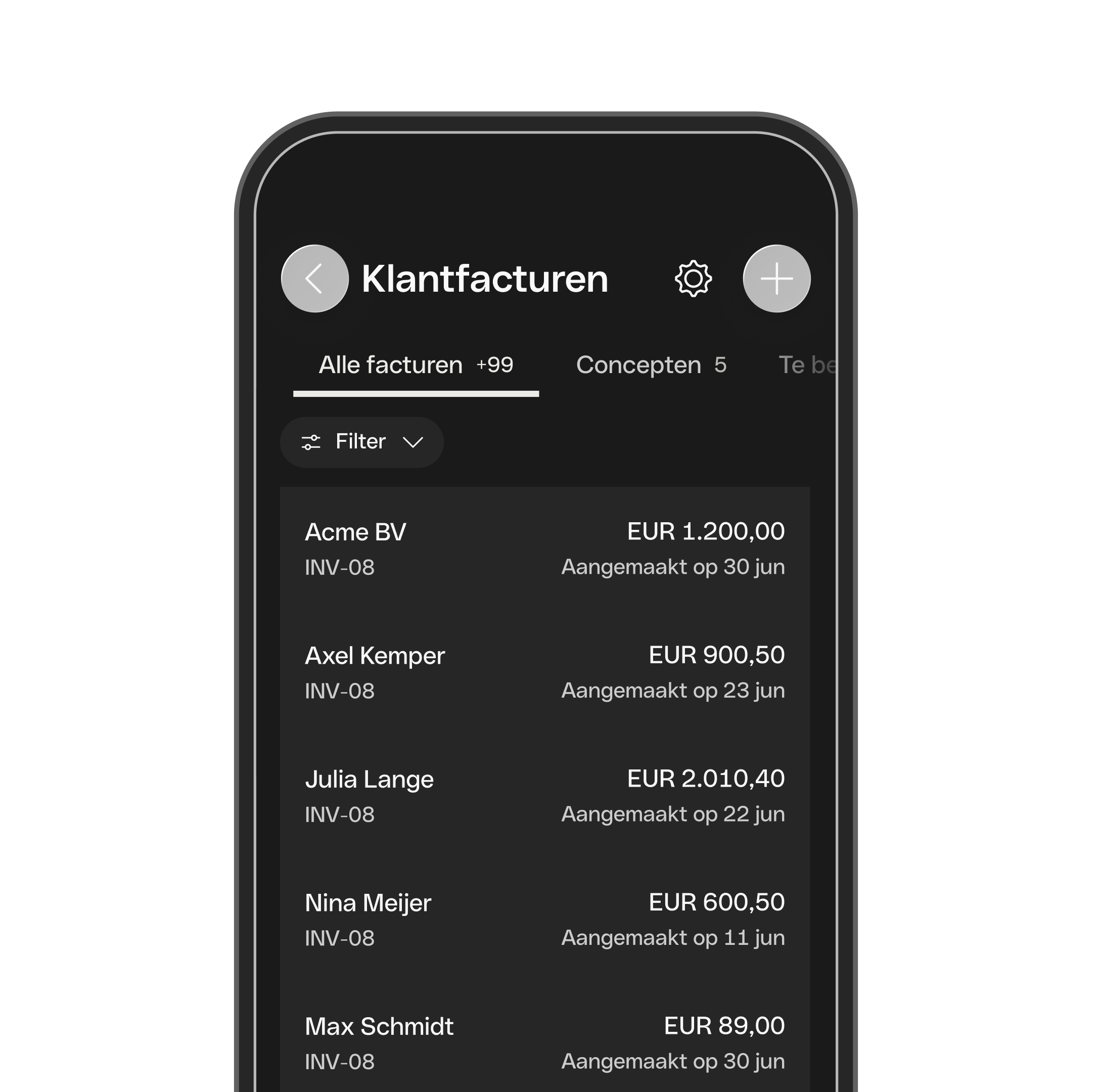 Clients Invoices DarkMode