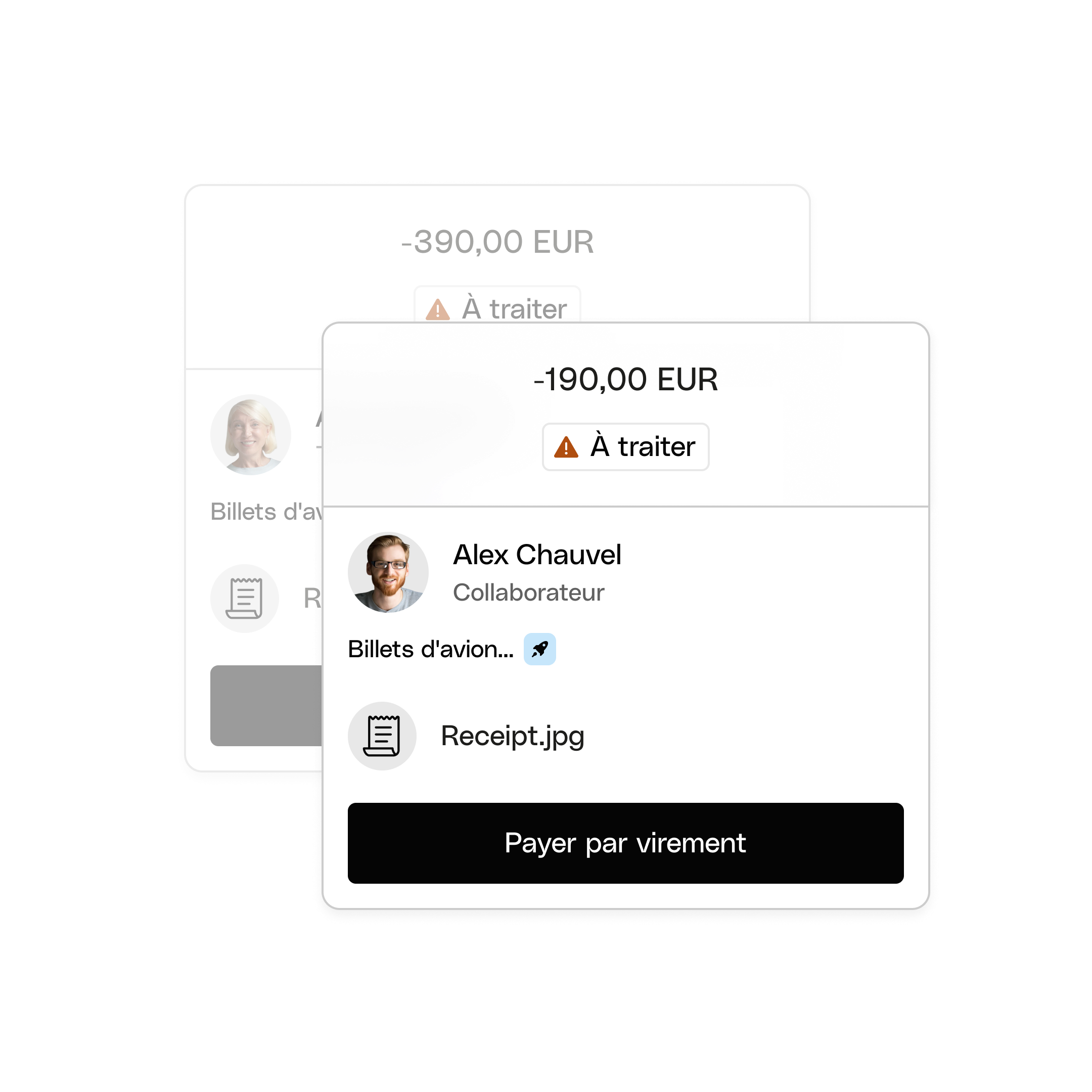 Interface utilisateur Web : Vérification des reçus et virements de paiement