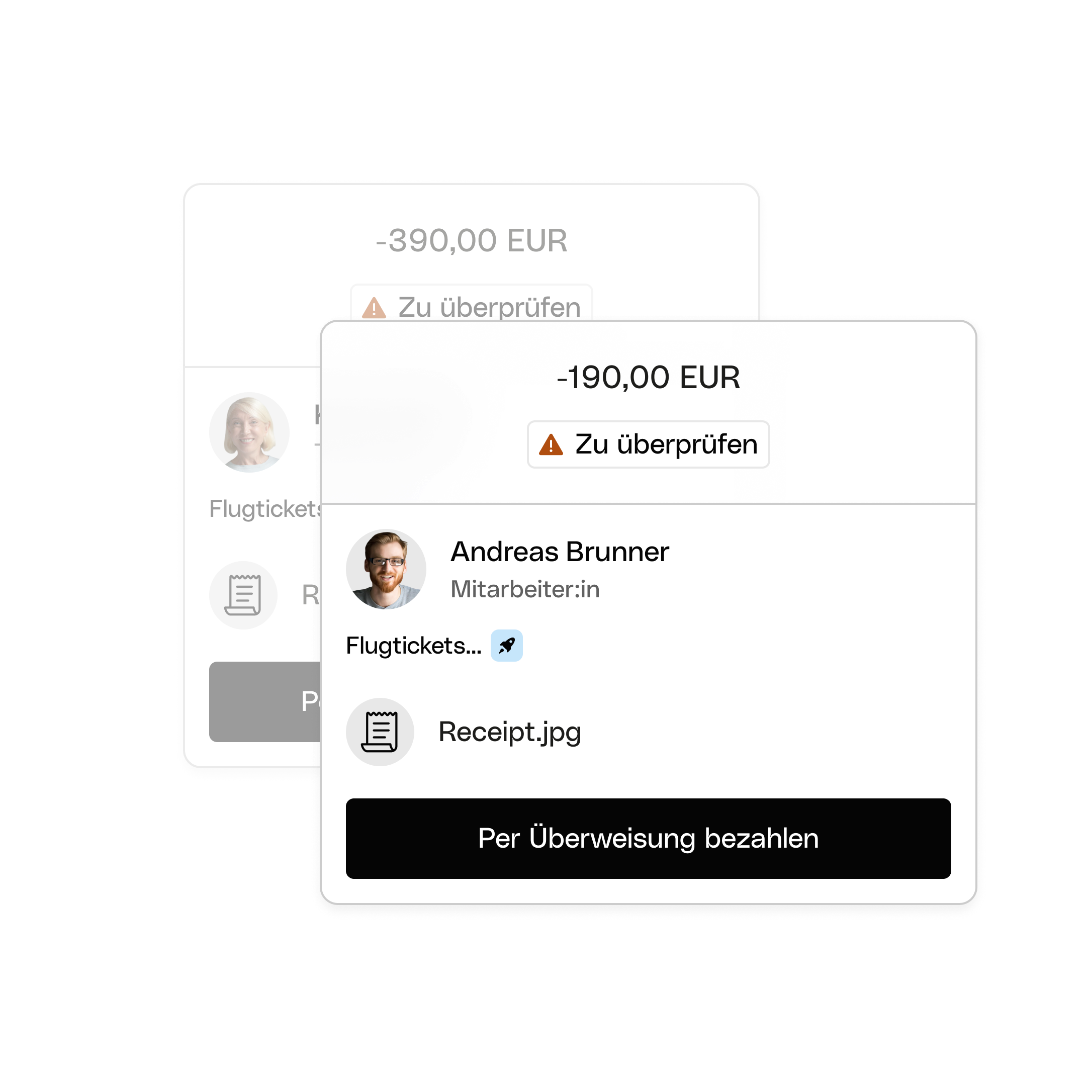 Web-Benutzeroberfläche: Belegprüfung, Gehaltsüberweisung