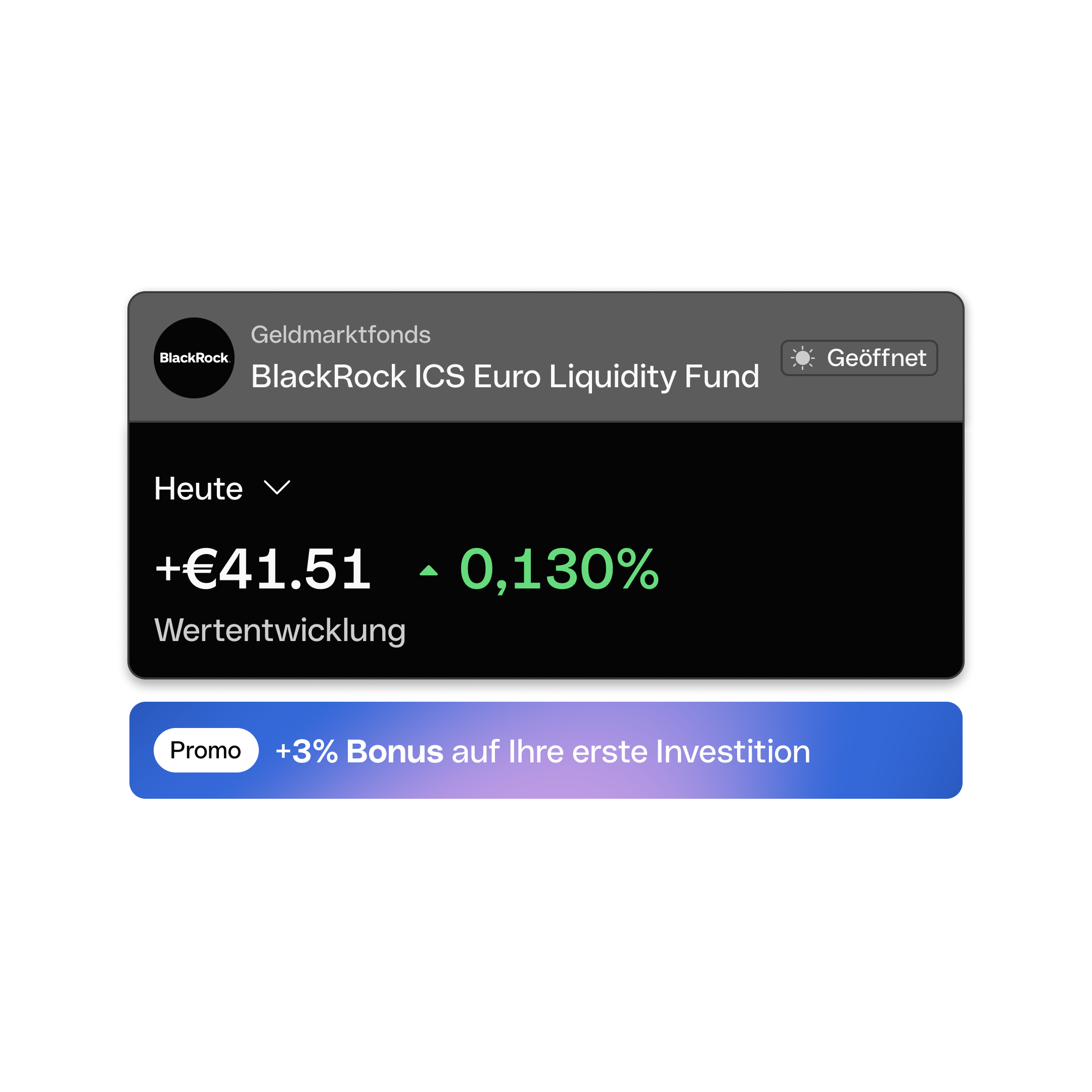 Investitionen Aktive Einheiten Performance Promo Dunkelmodus