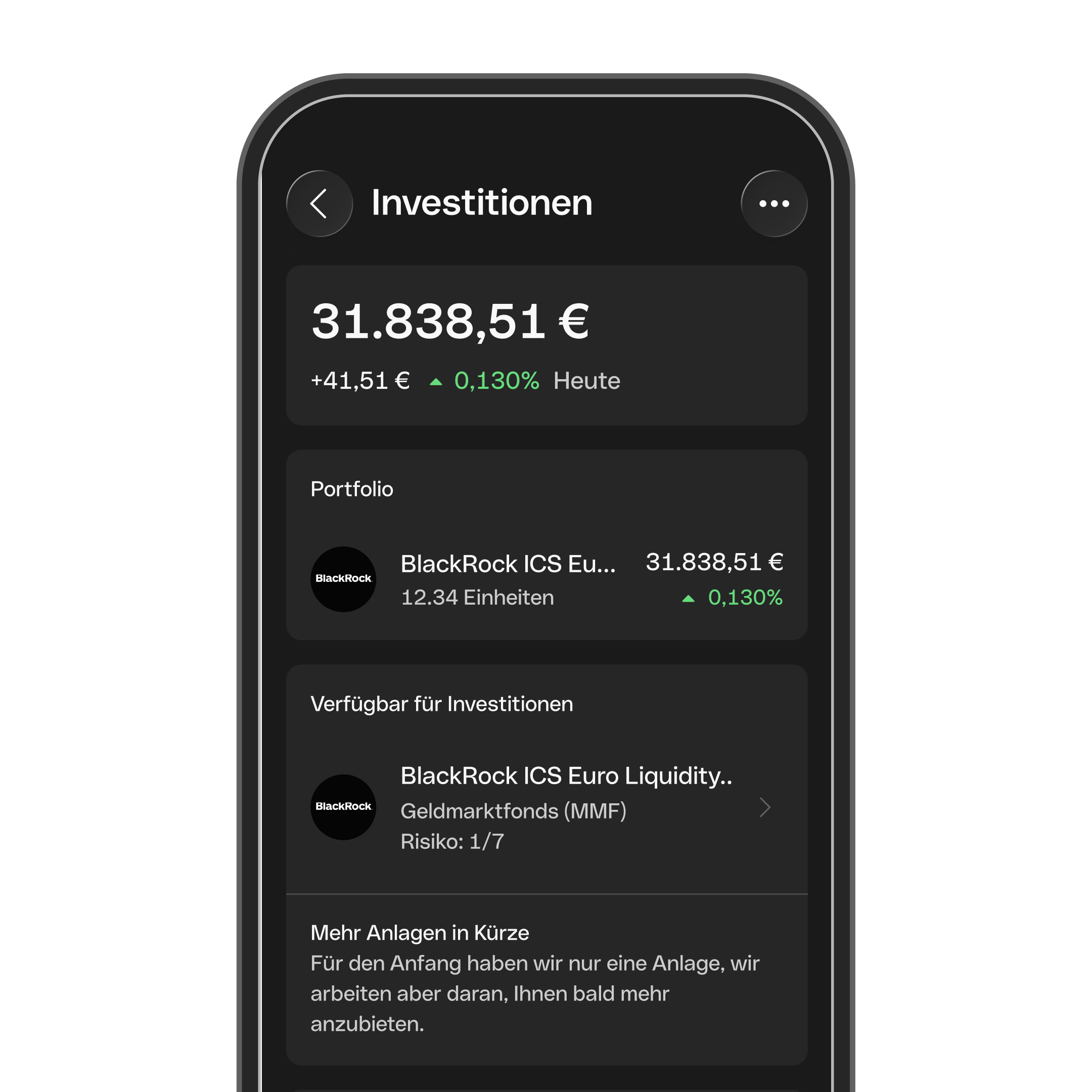 Investitions-Dashboard im Dunkelmodus