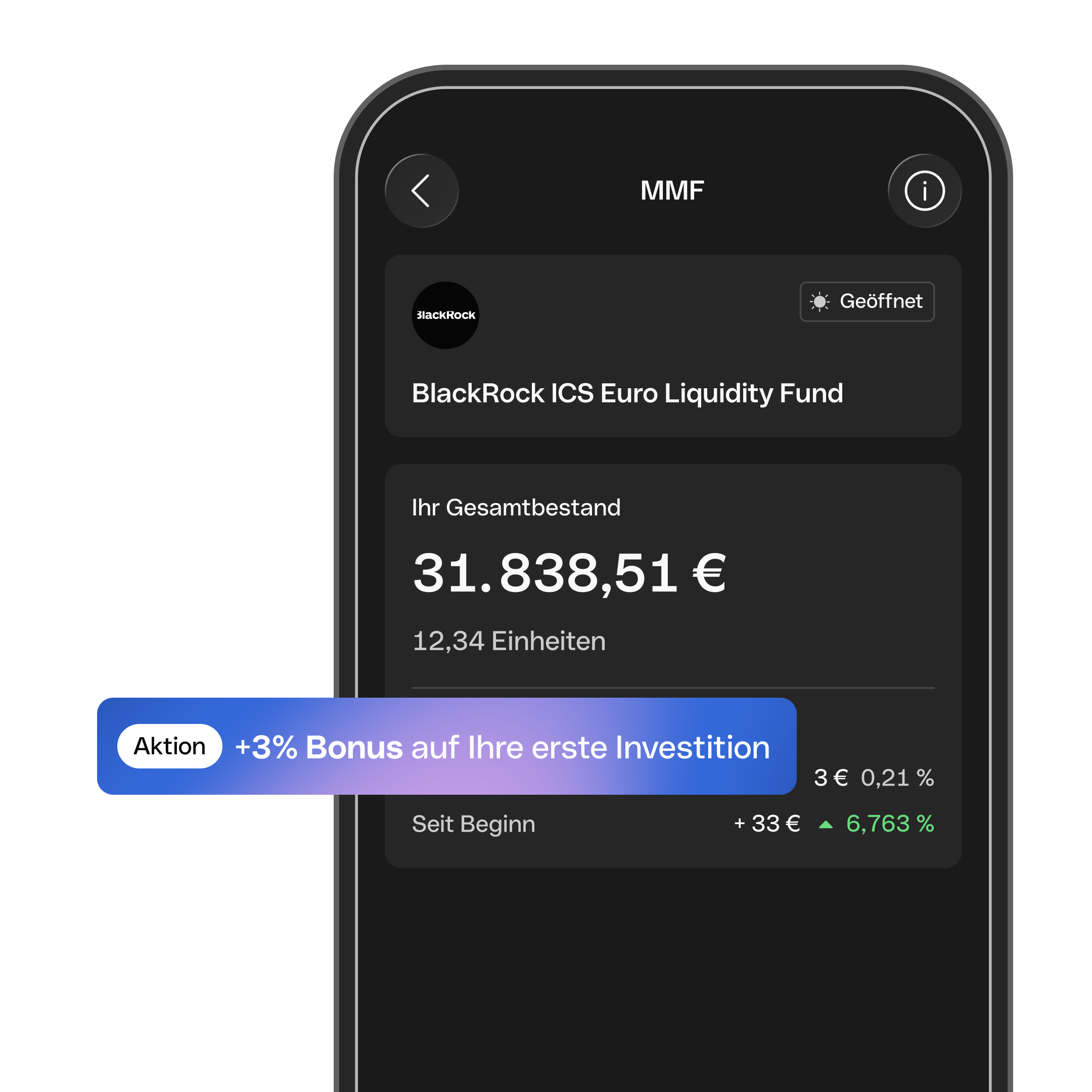 Investitionen | Vermögenswerte anzeigen | APY-Aktion | Dunkelmodus