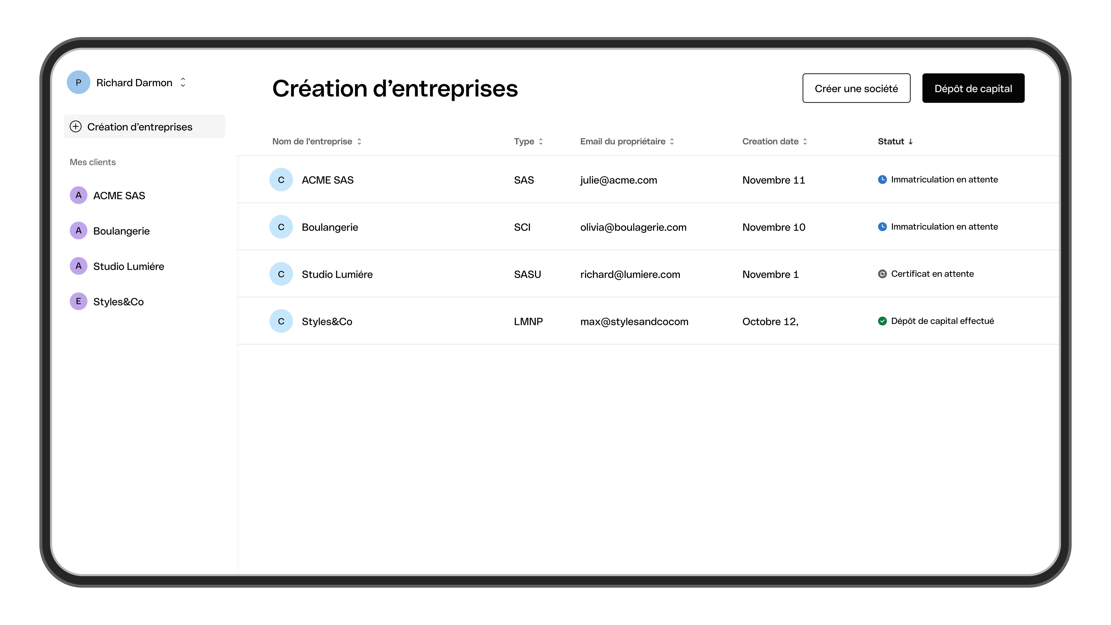 Création d'entreprise AccountantHub