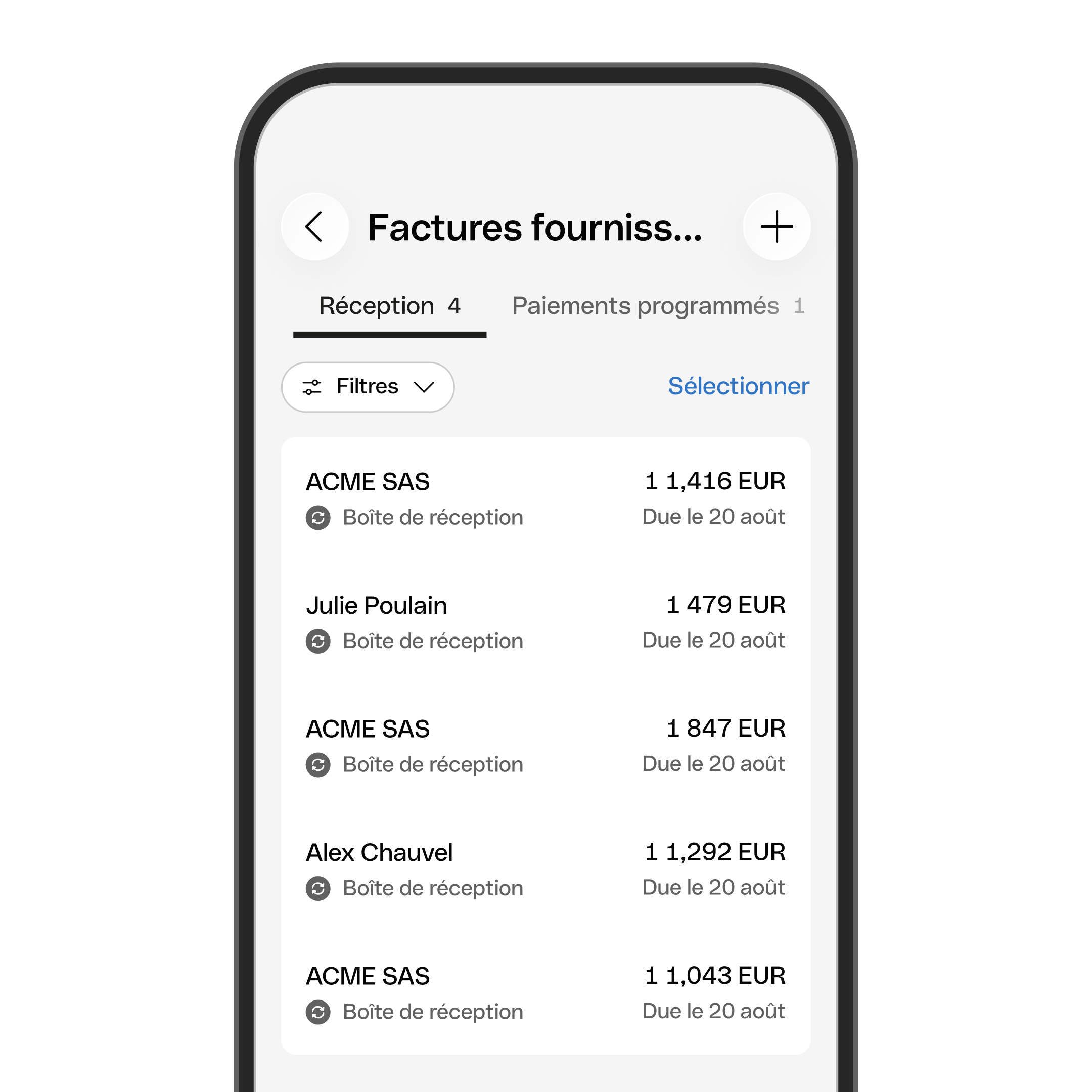 Facture fournisseur mobile