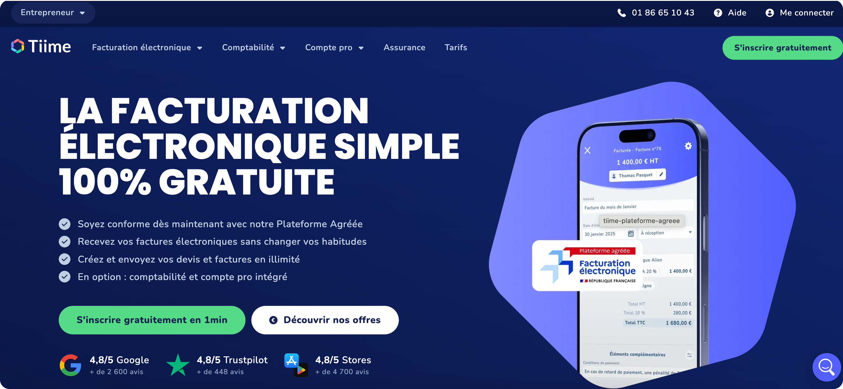 Page de facturation de l'en-tête