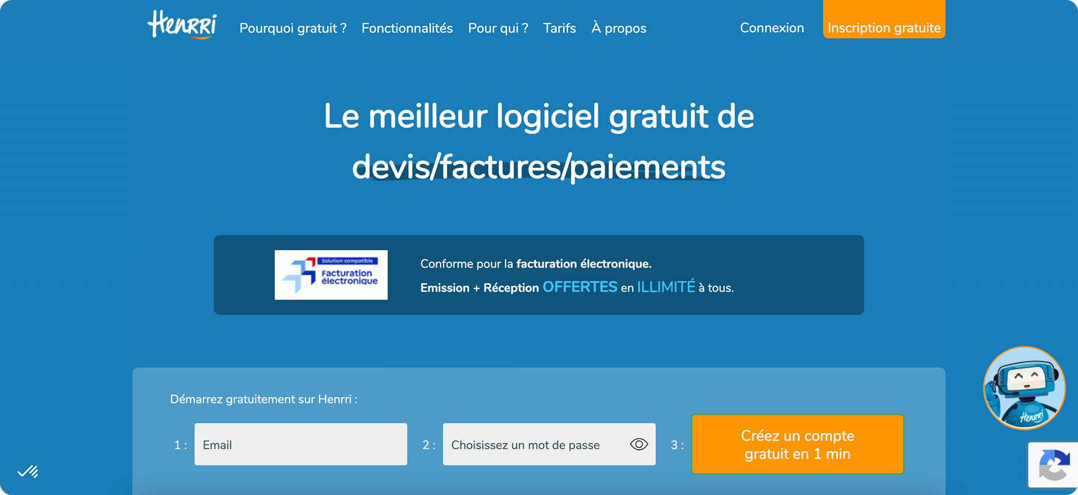 En-tête Page de facturation Henri
