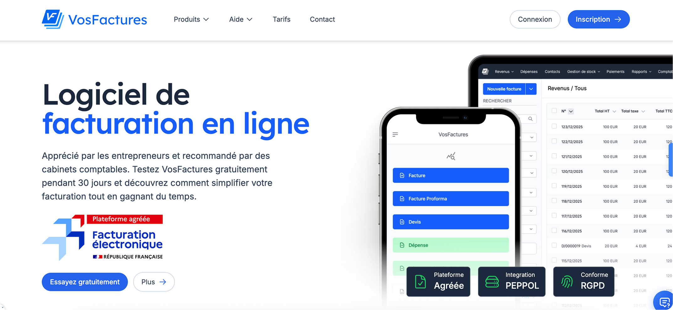 En-tête Facturation Page