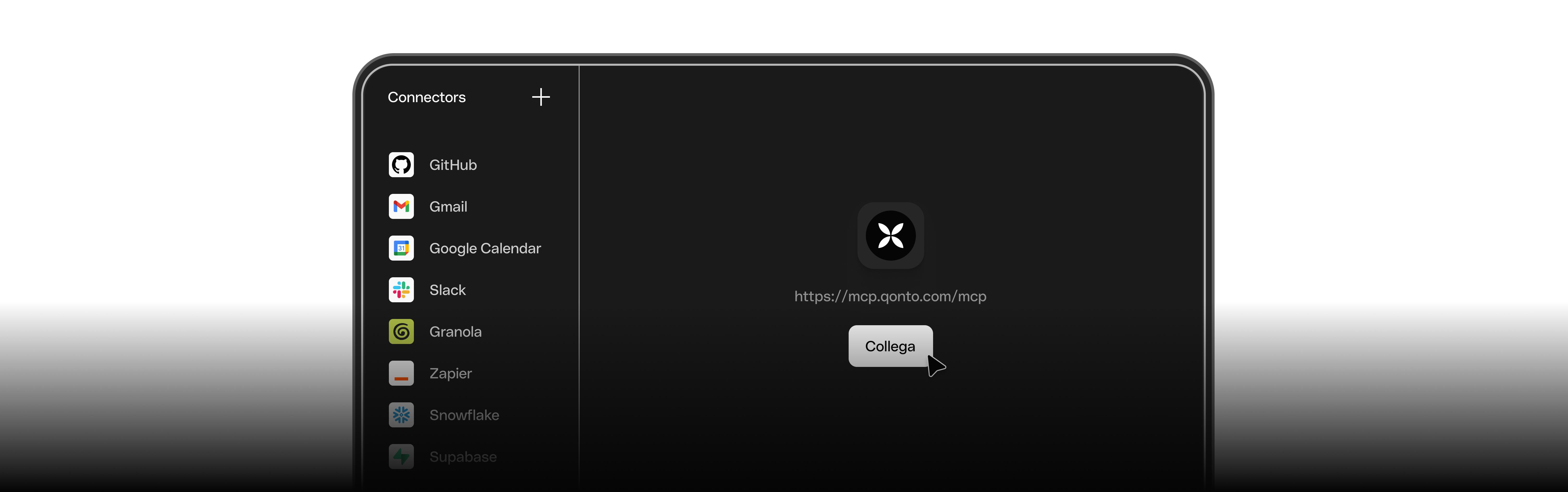 Modalità scura di MCP Connect