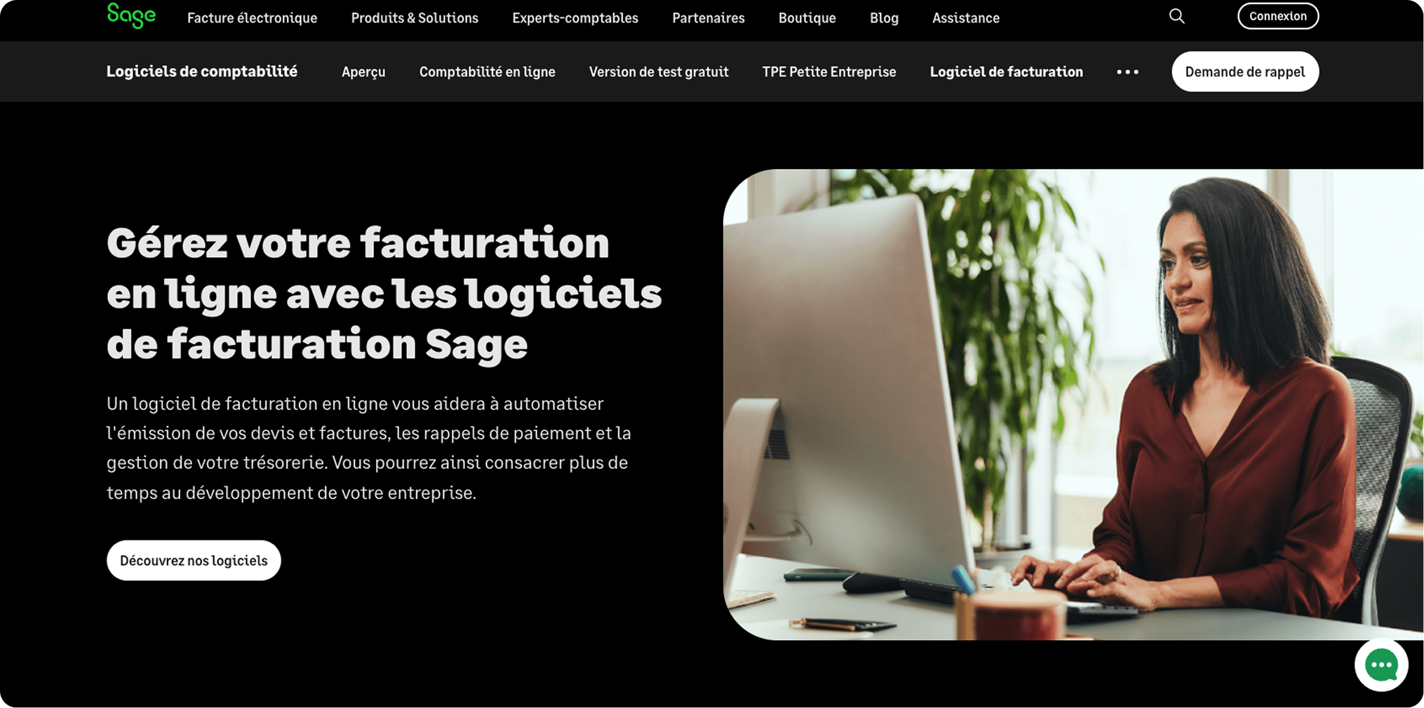 En-tête de la page de facturation Sage