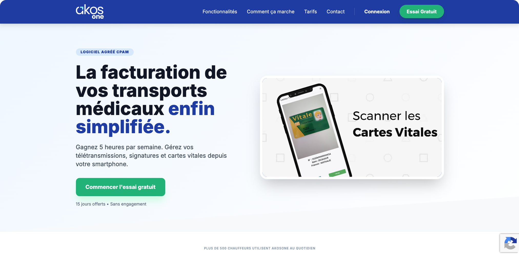 En-tête de la page de facturation Akos