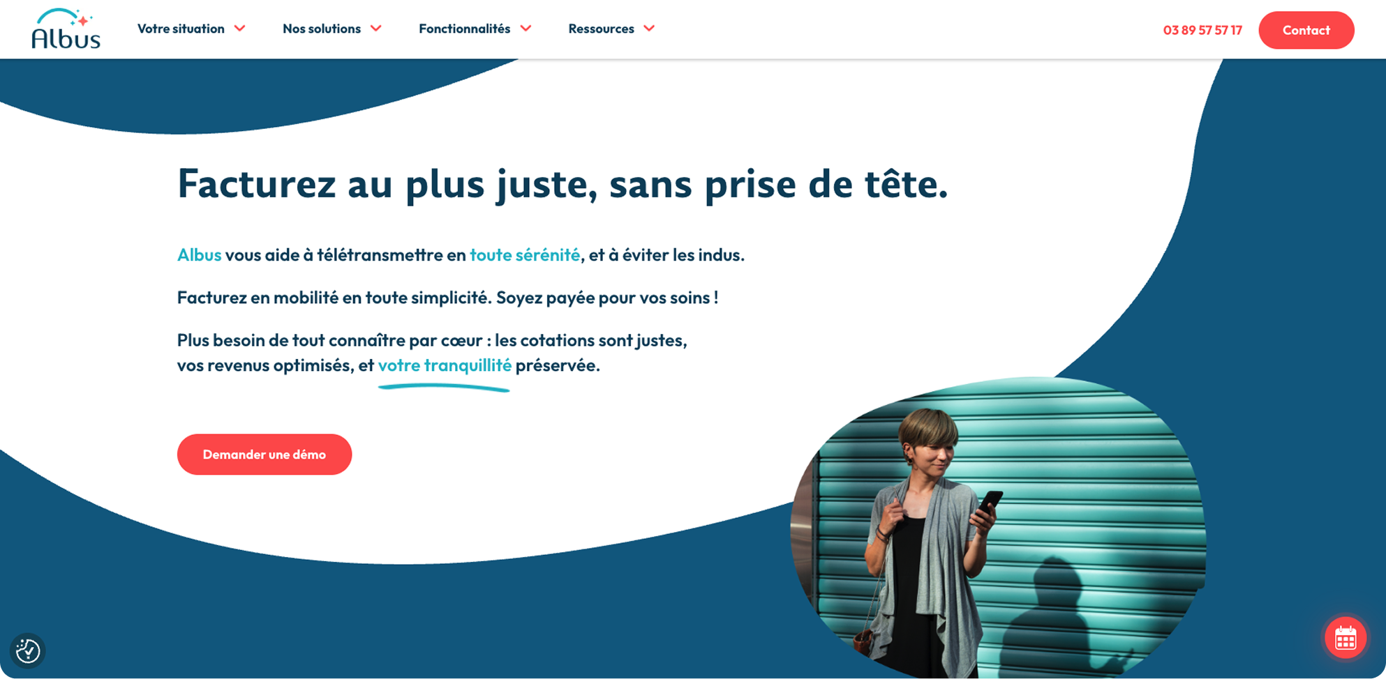 En-tête de la page de facturation Albus
