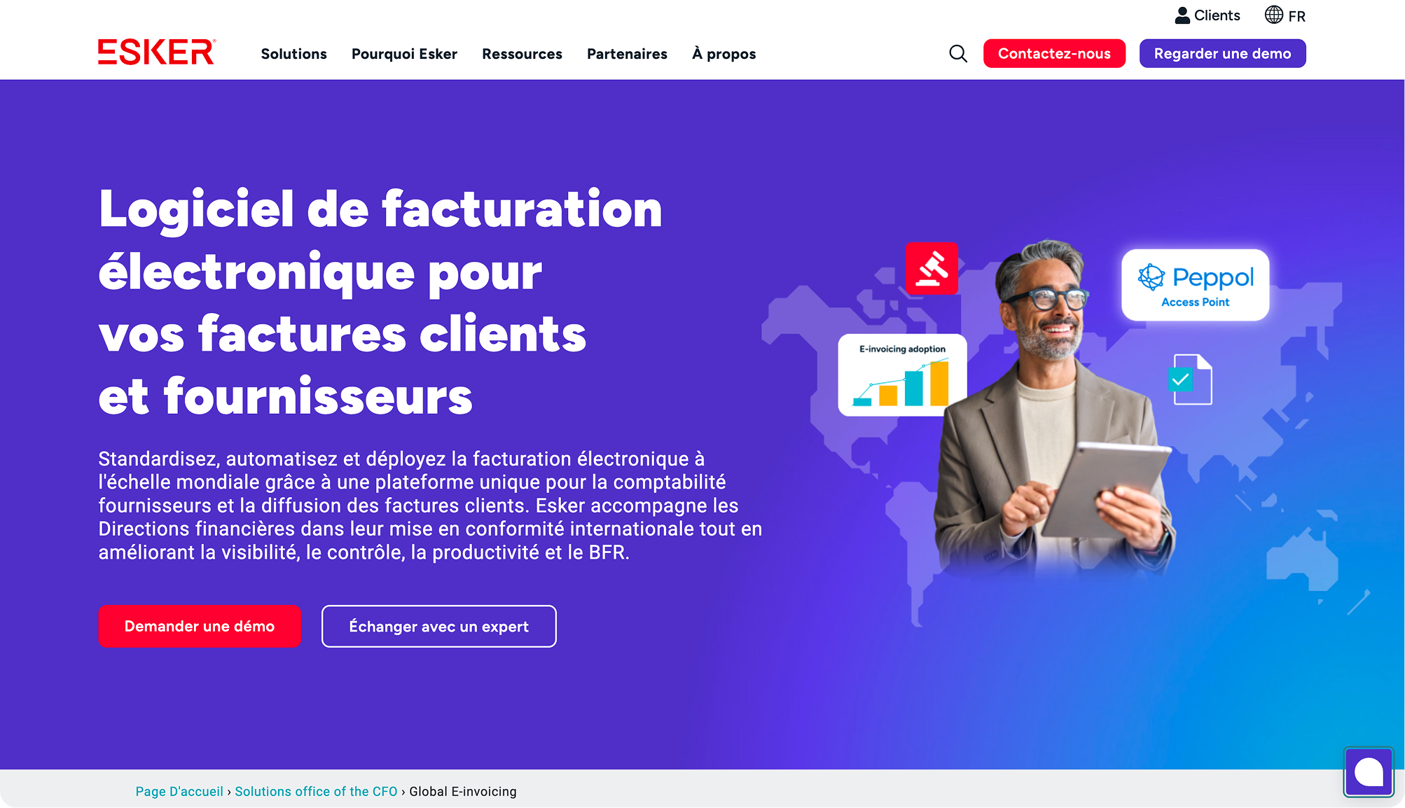 En-tête de la page de facturation Esker