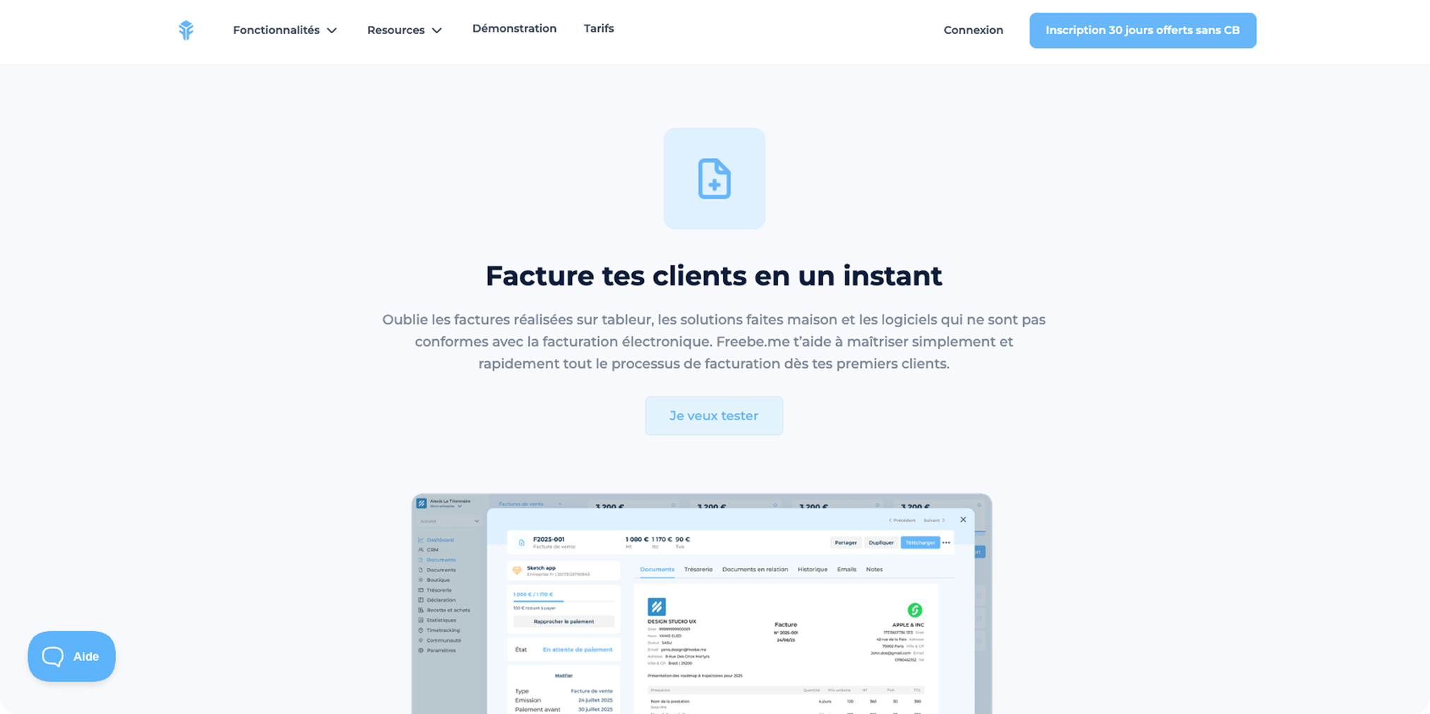 En-tête Page de facturation gratuite