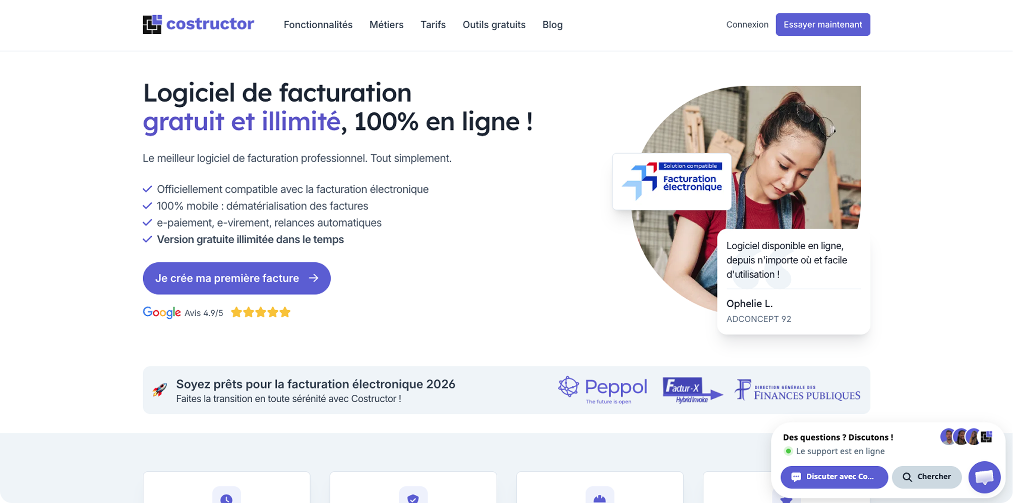 Page de facturation du constructeur d'en-tête