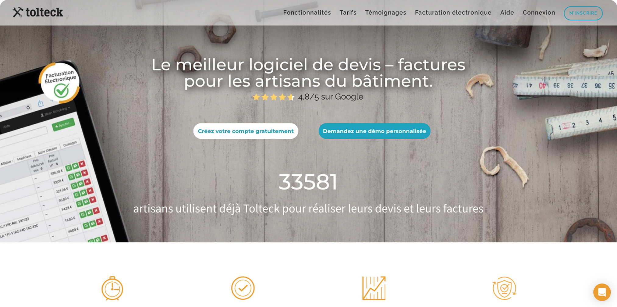 En-tête de la page de facturation Tolteck