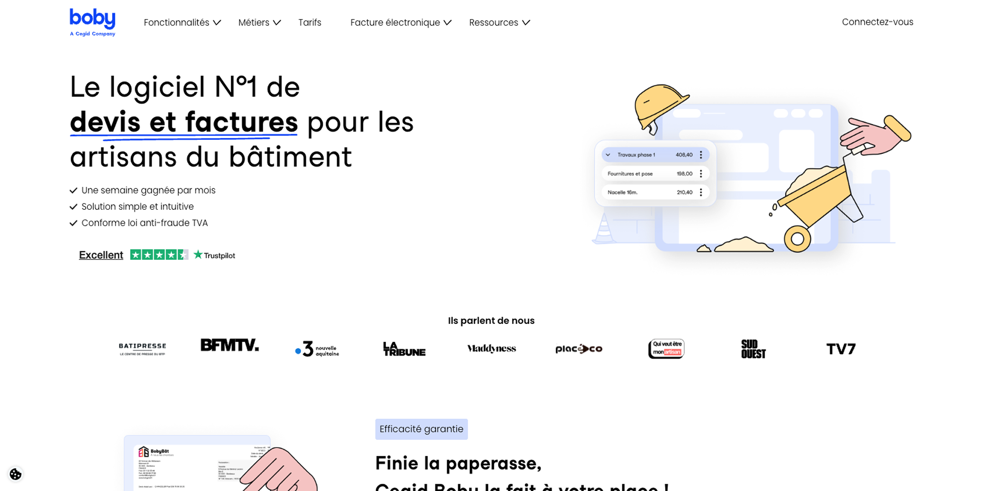 Page de facturation Boby en-tête