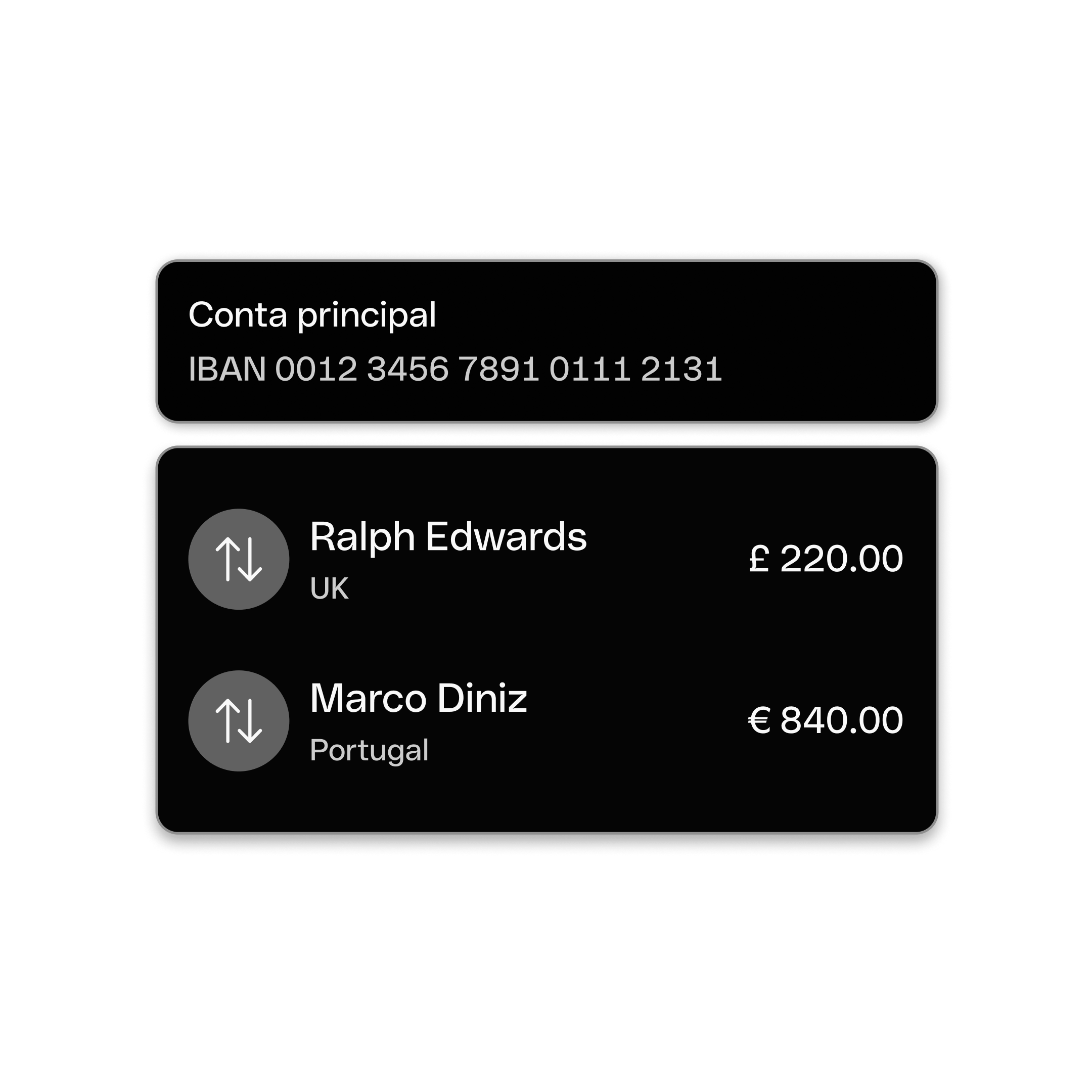 IBAN Transfers Payment Darkmode