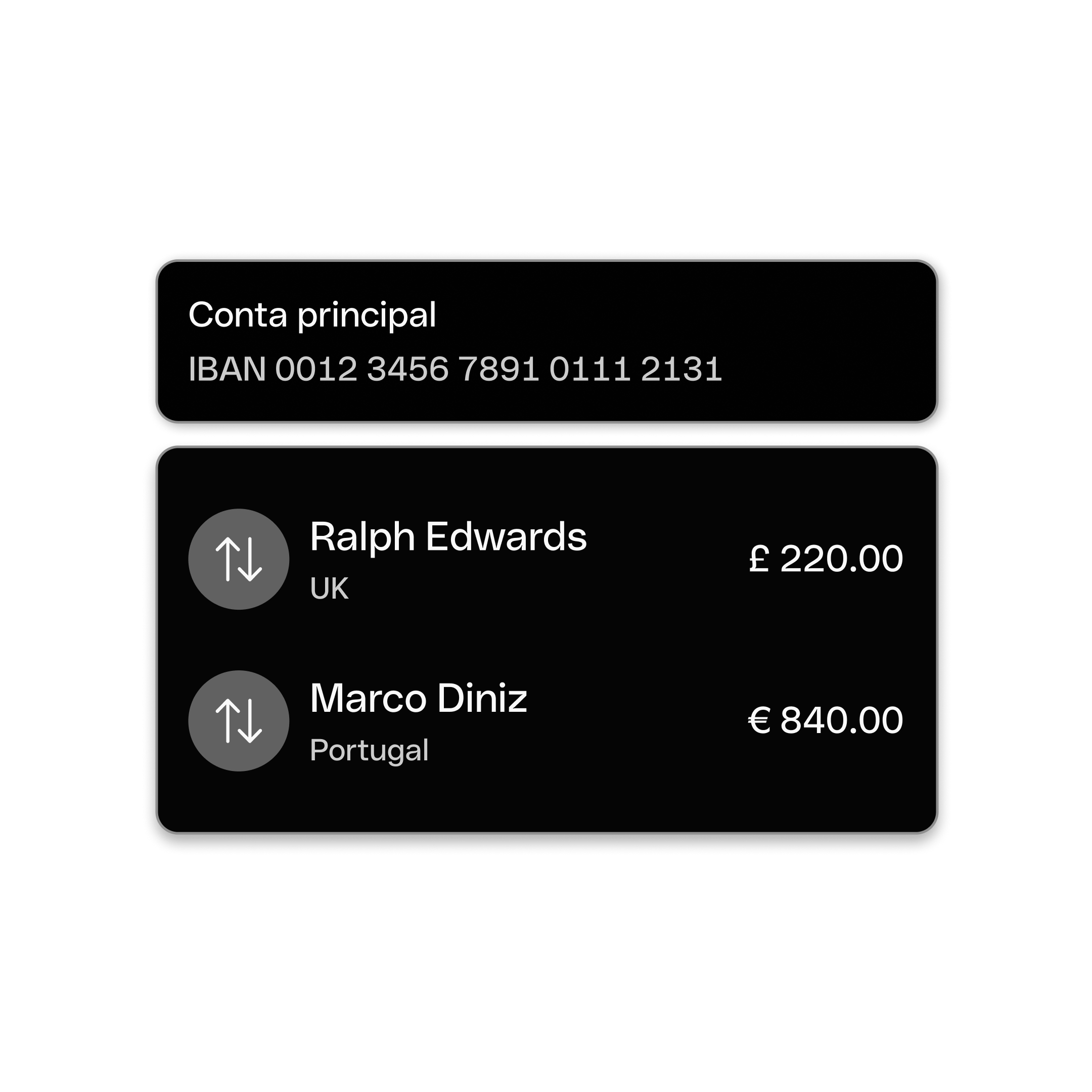 IBAN Transfers Payment Darkmode
