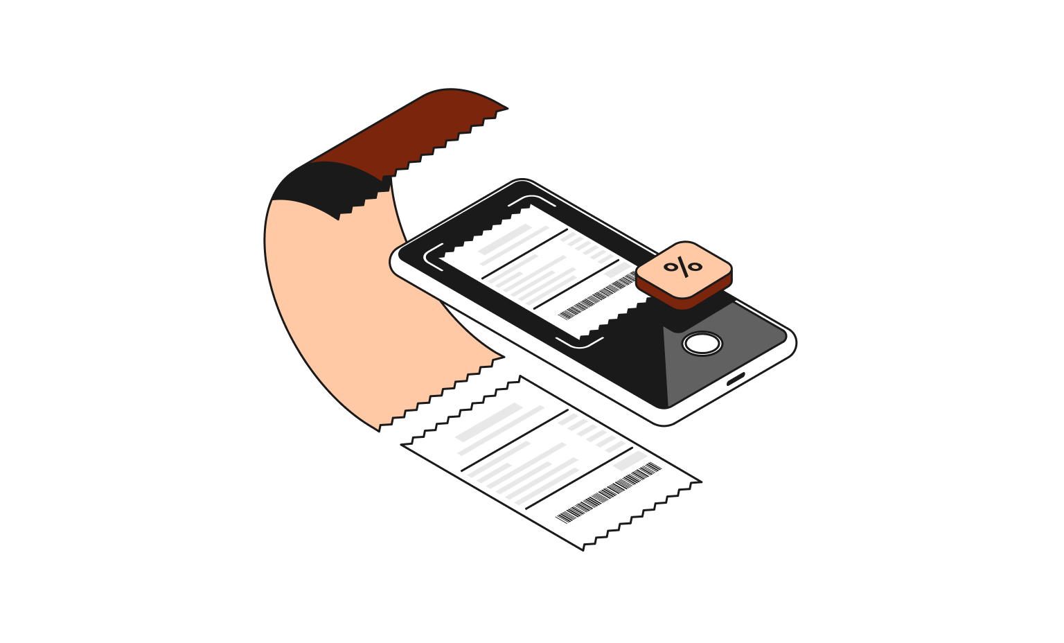 WEB Flow Peach Cards Bento Headline Mehrwertsteuer-Scanning