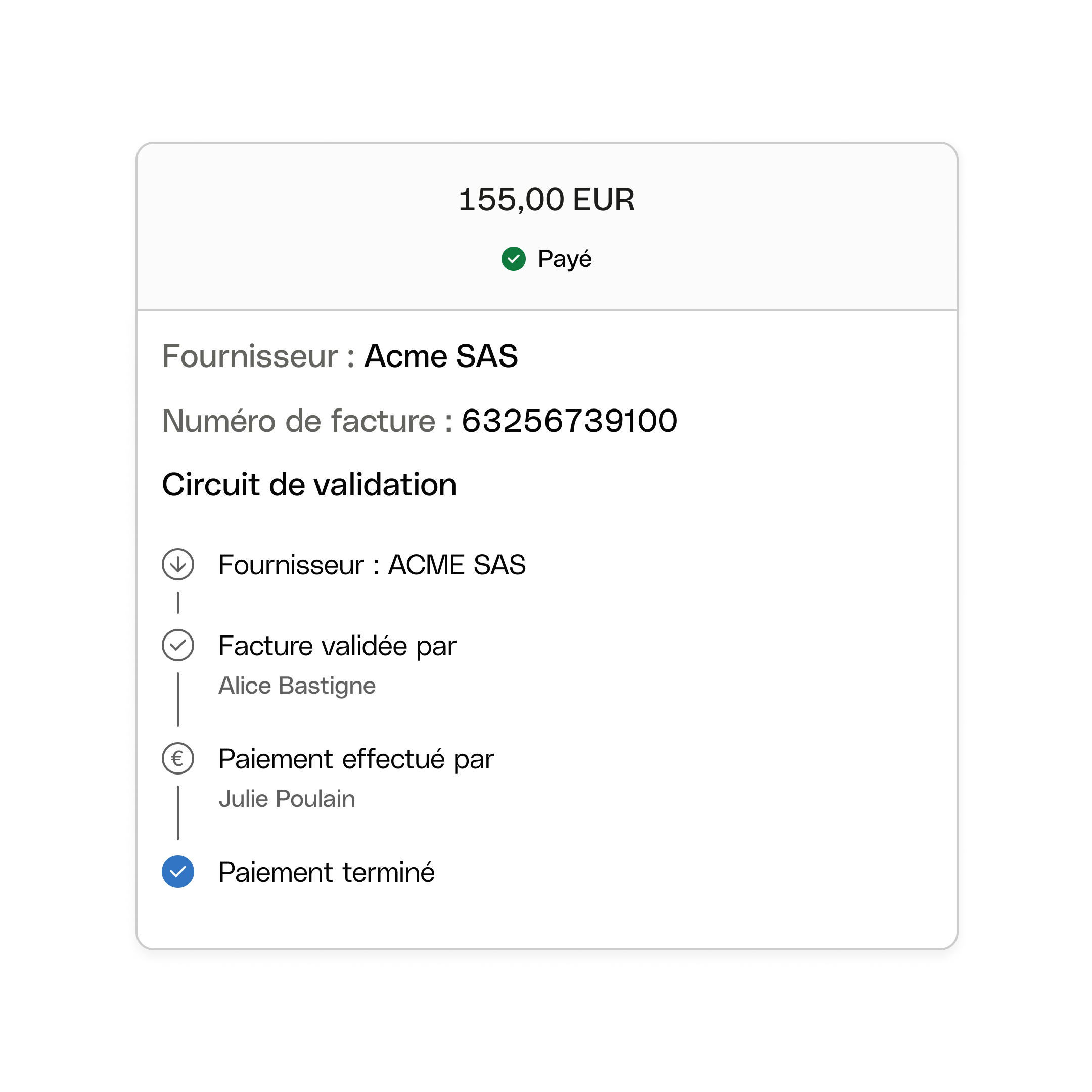 Flux de travail d'approbation des factures