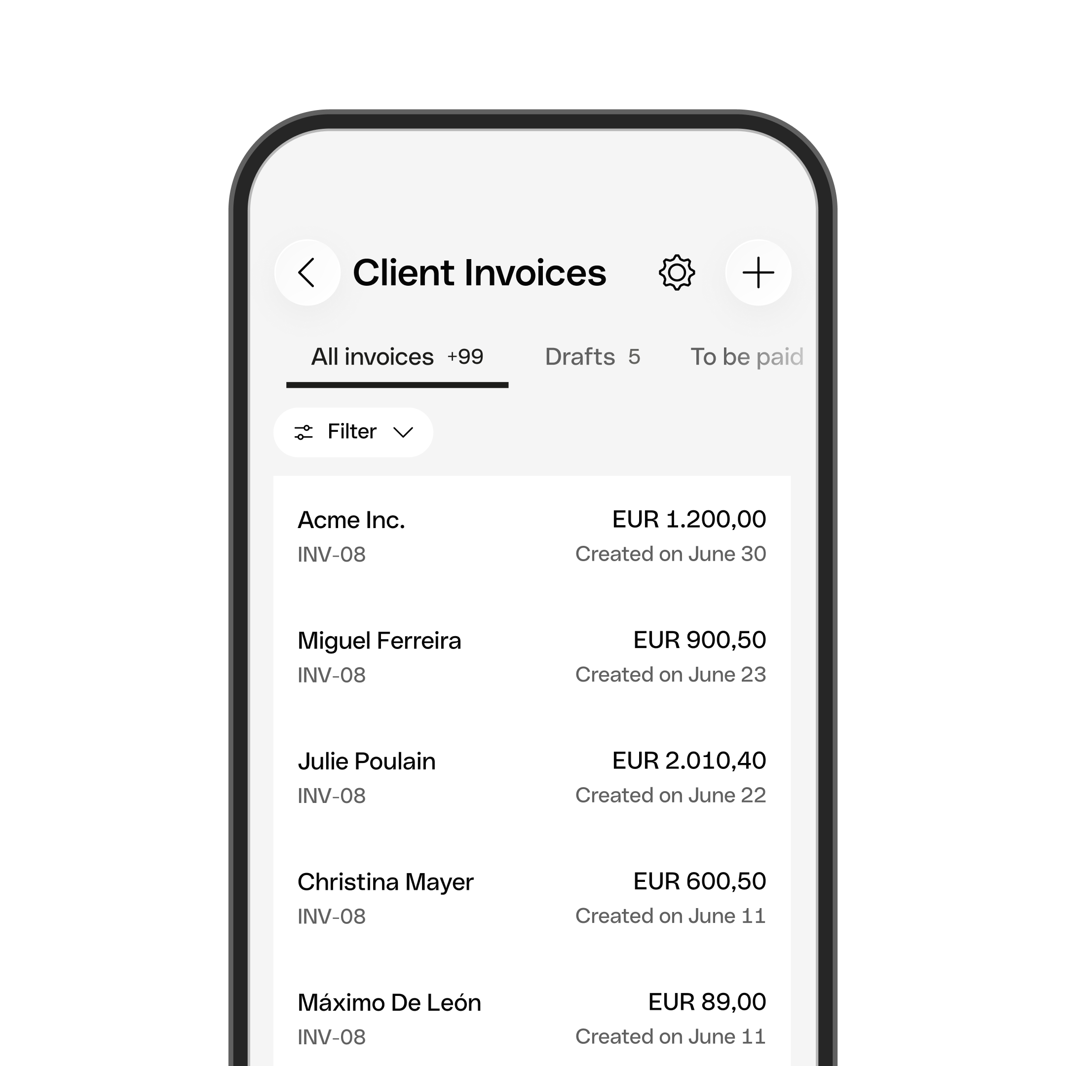 Client invoice Mobile