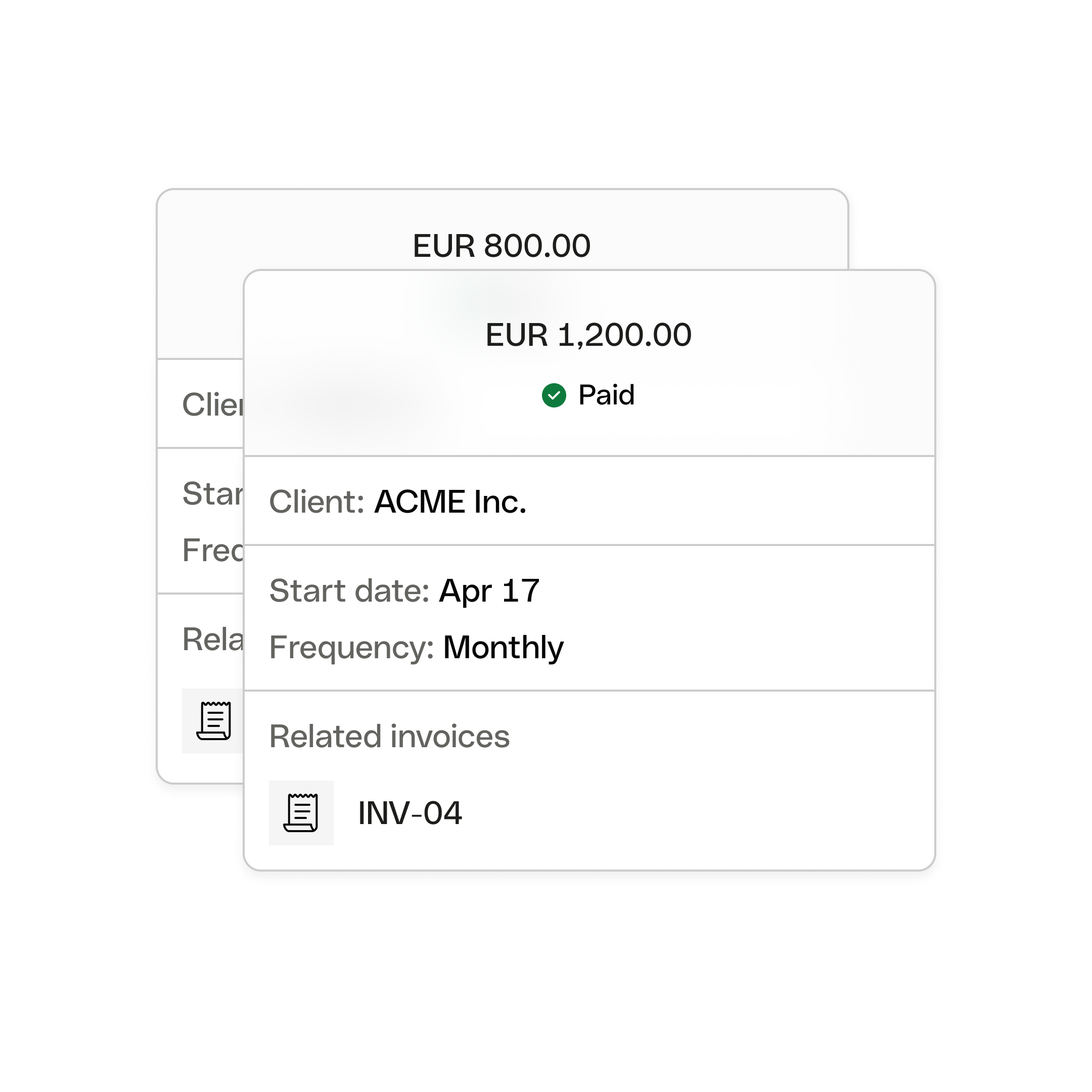 Client invoice Matching invoices