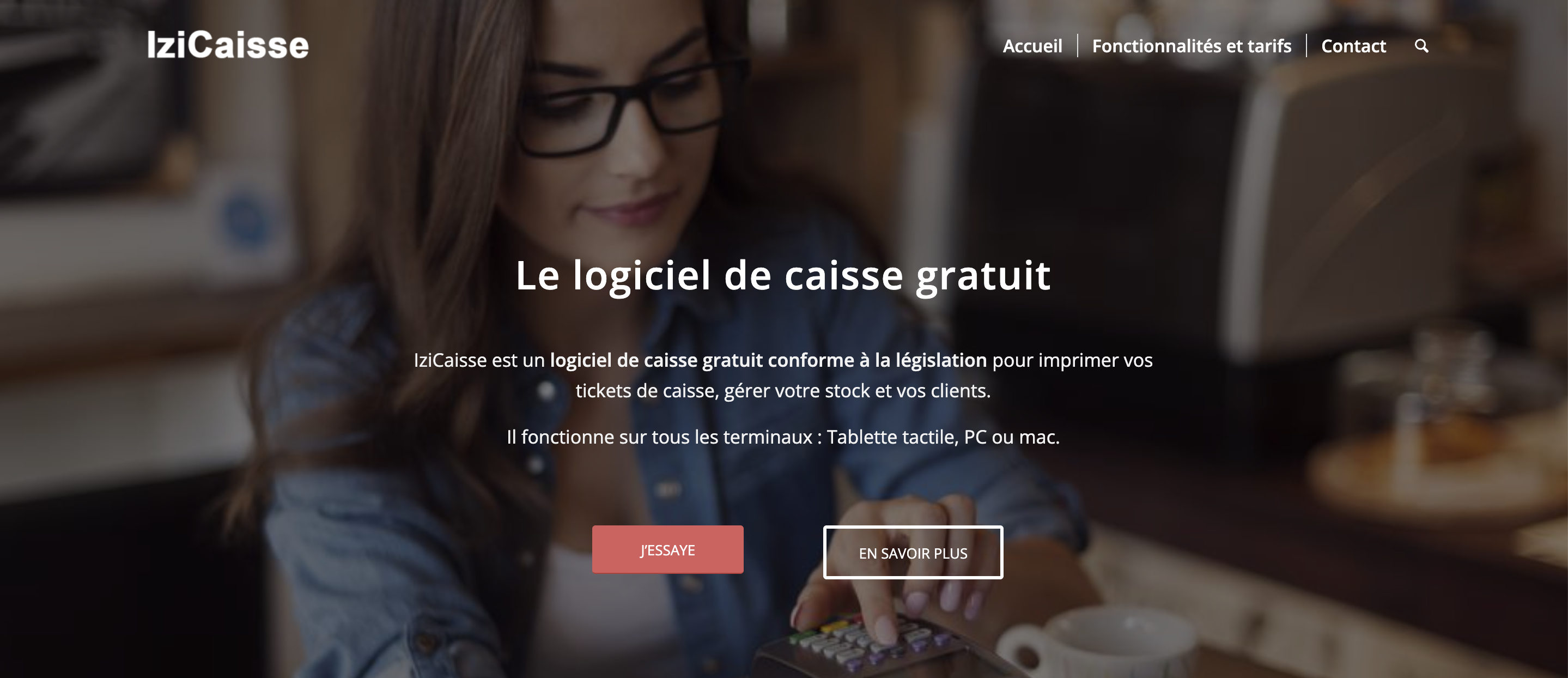 En-tête de la page de caisse enregistreuse IziCaisse