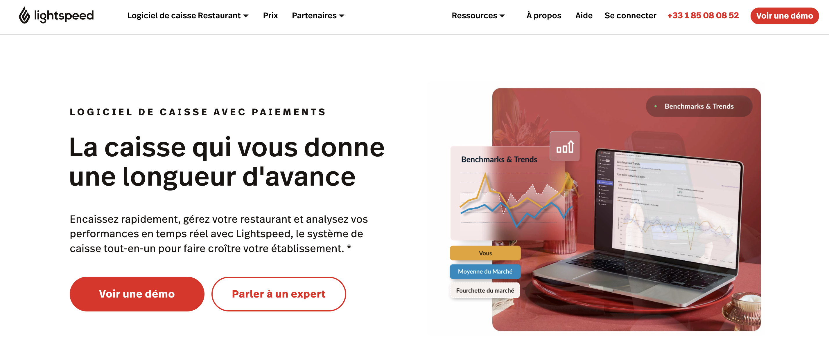 En-tête de la page de caisse enregistreuse Lightspeed