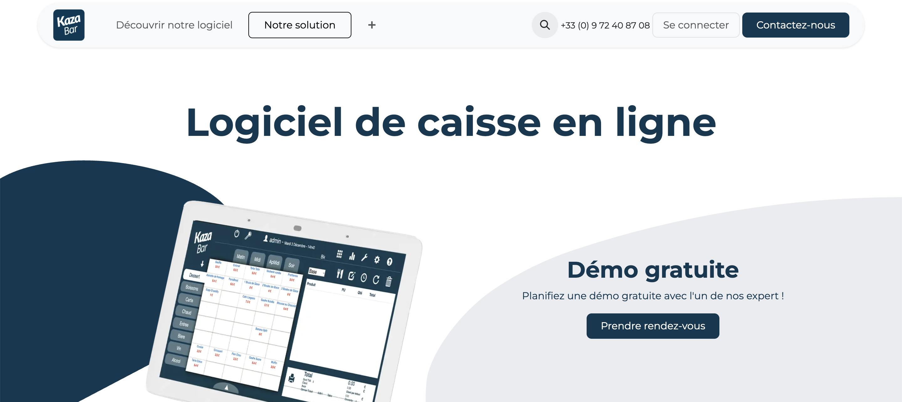 En-tête de la page de caisse enregistreuse Kazabar