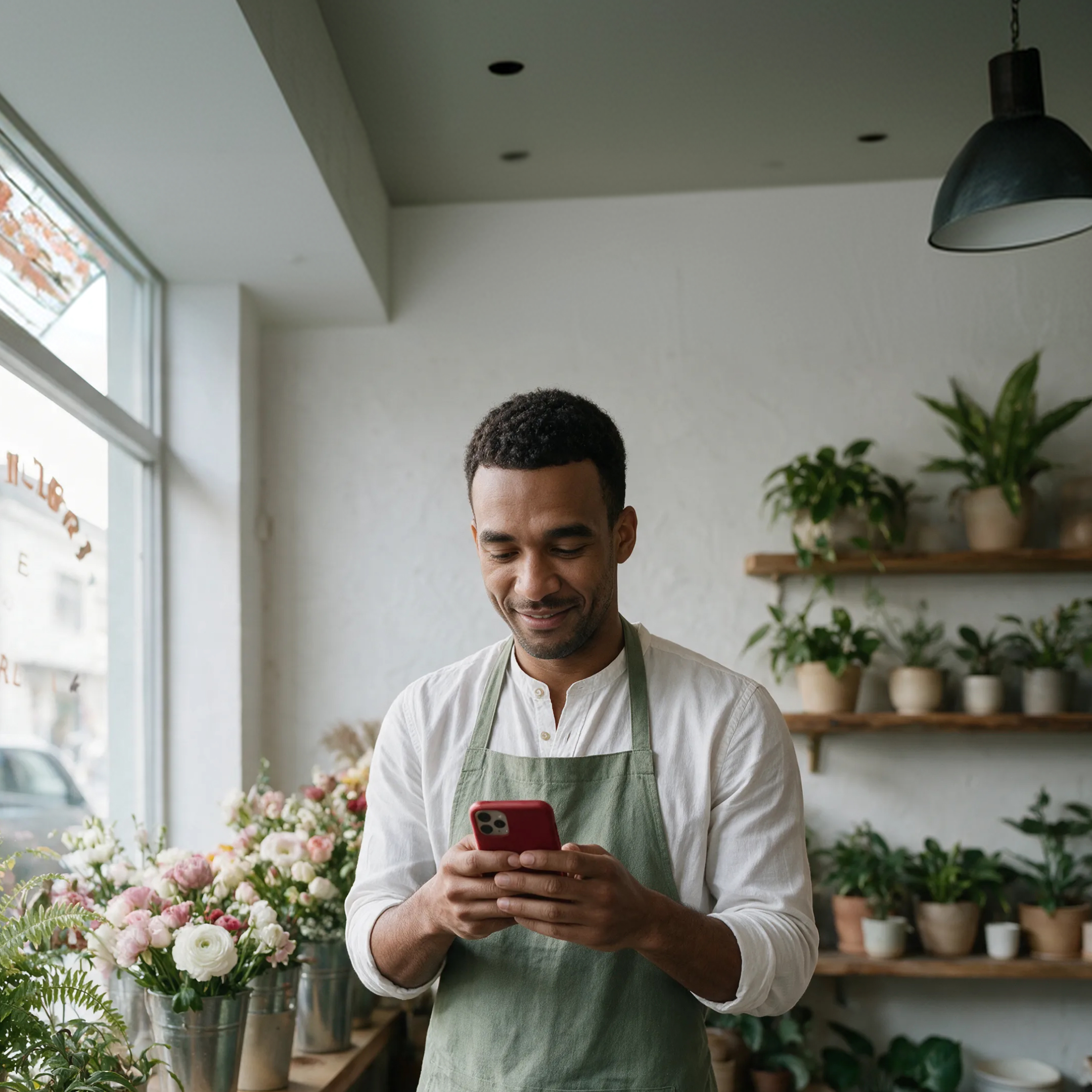 Thiago Florist nutzt Telefonanpassen